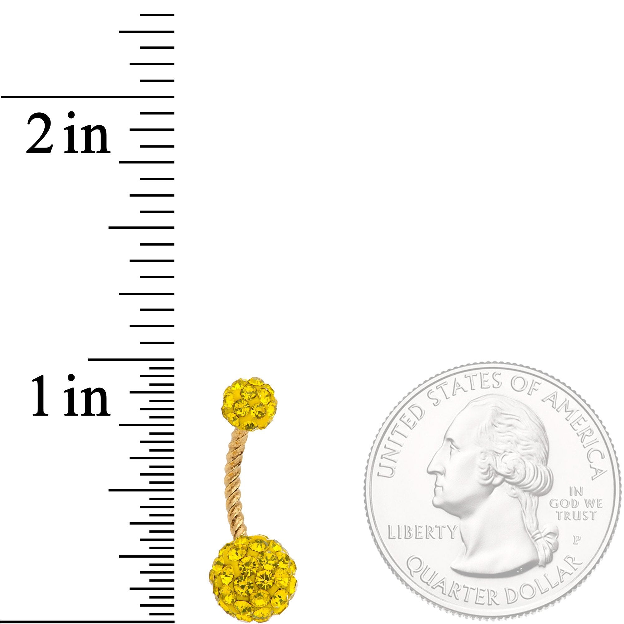 Clear Yellow Gem Totally Twisted Belly Ring Set of 4