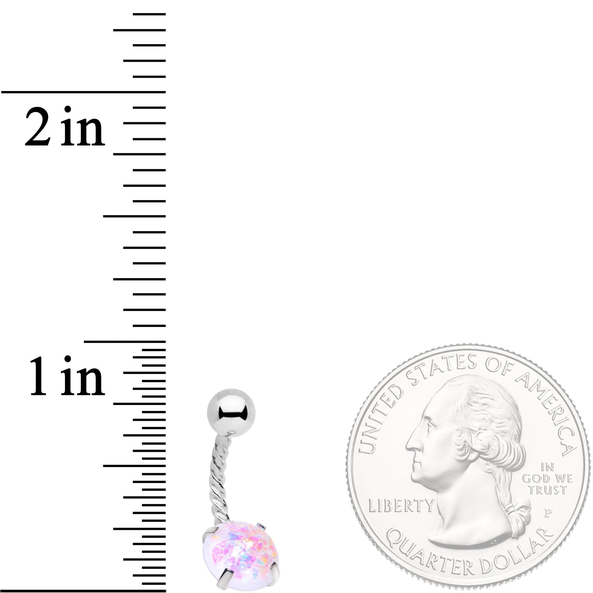 White Faux Opal Cute Colors Twisted Belly Ring