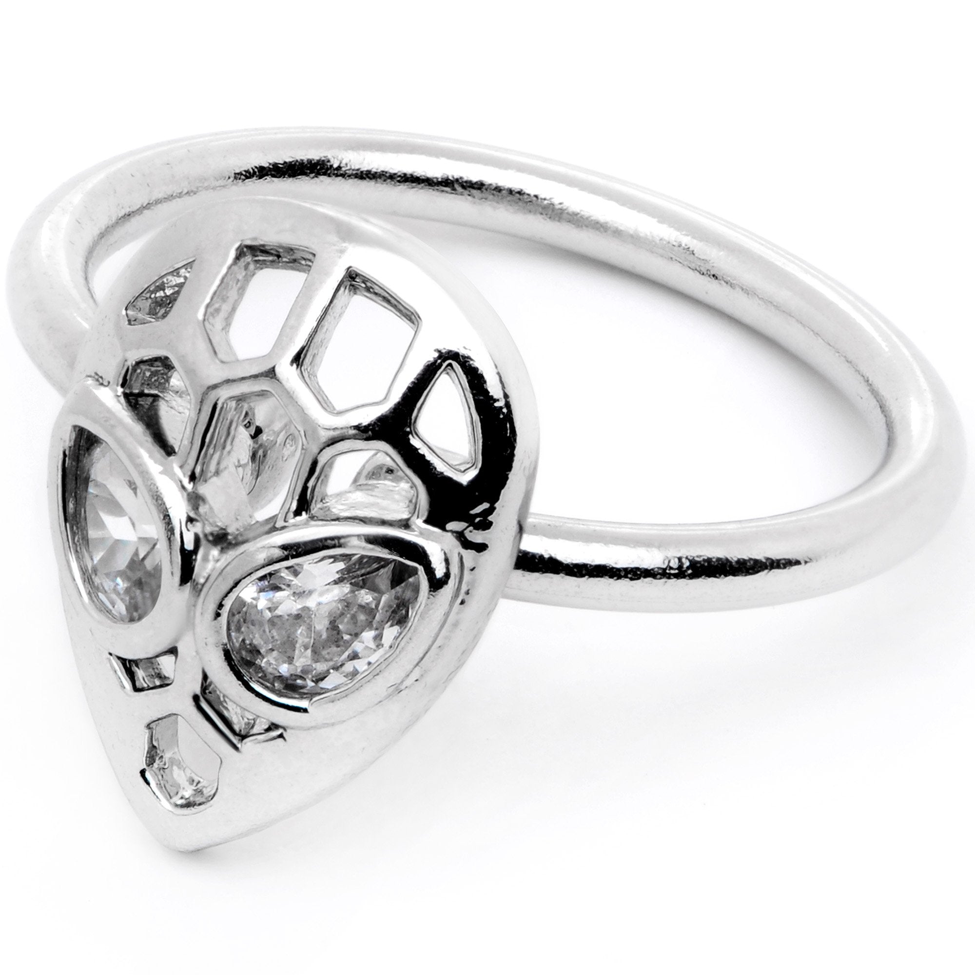 16G 3/8 Clear CZ Gem Openwork Alien Hinged Segment Ring
