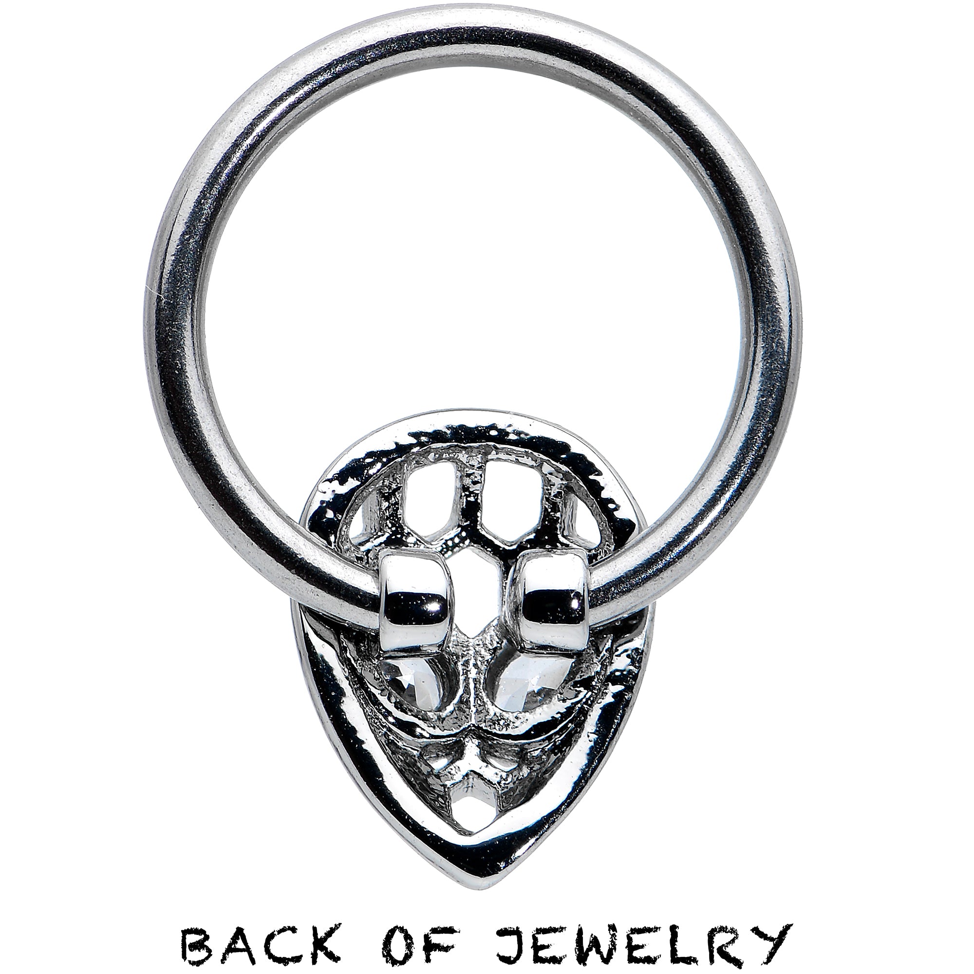 16G 3/8 Clear CZ Gem Openwork Alien Hinged Segment Ring