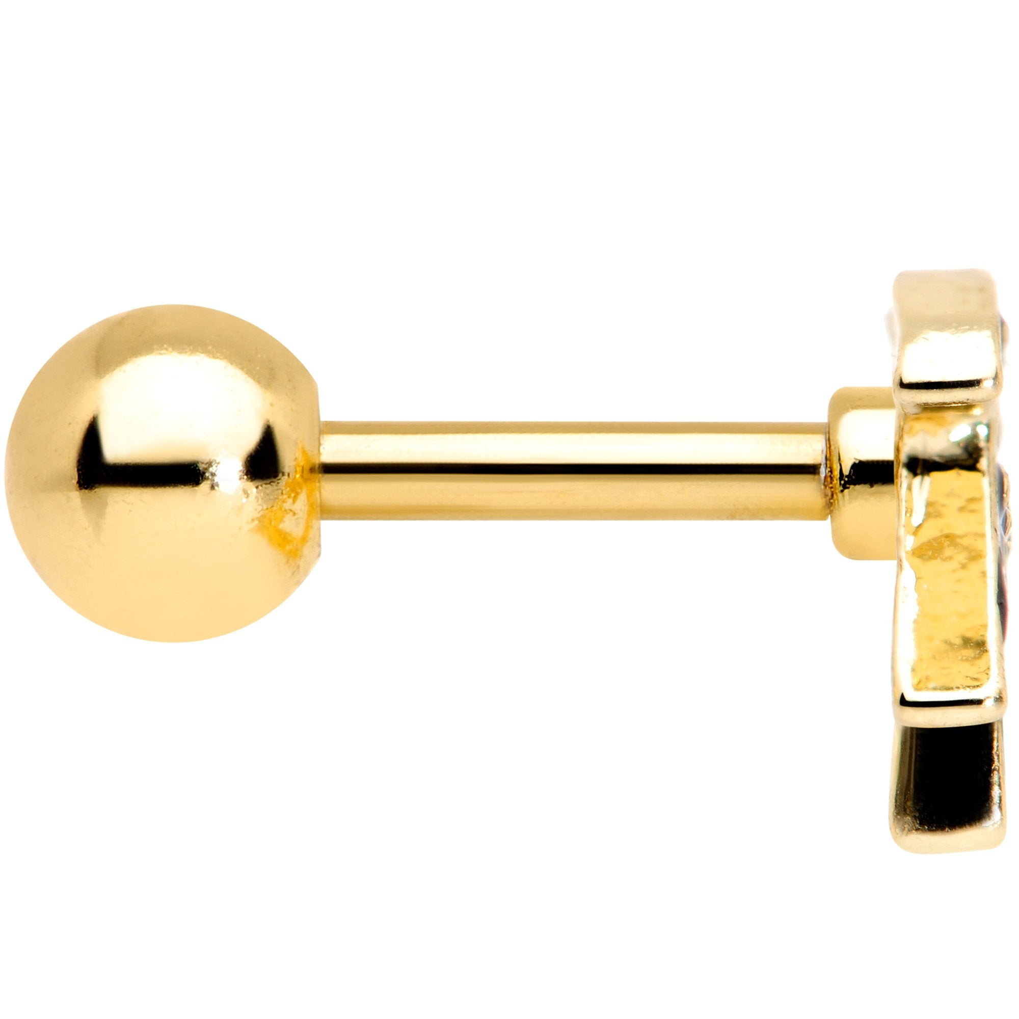 16G 1/4 Gold Tone Swallow Tattoo Black Bird Cartilage Tragus