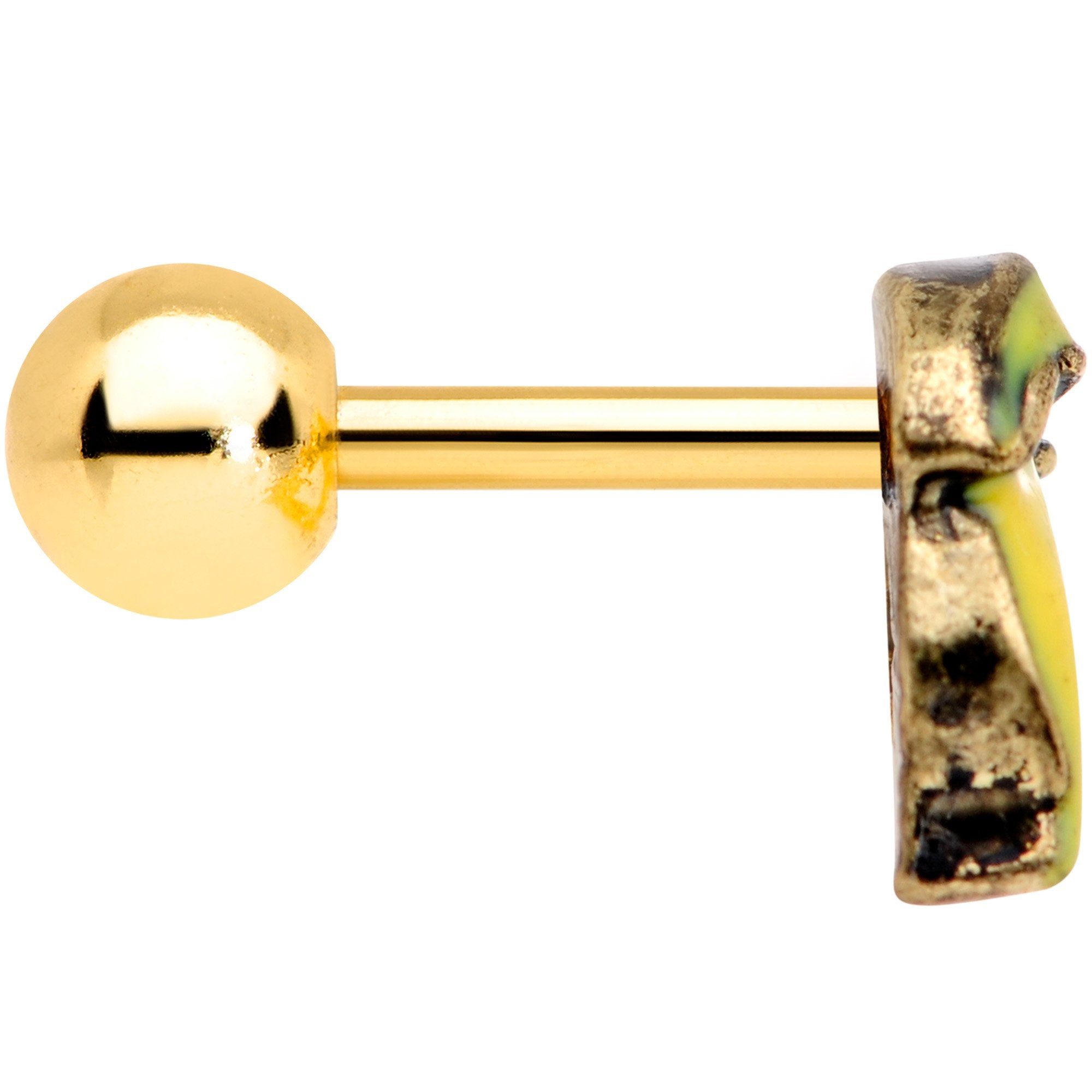 16G 1/4 Gold Tone Banana Peel Gun Cartilage Tragus Earring