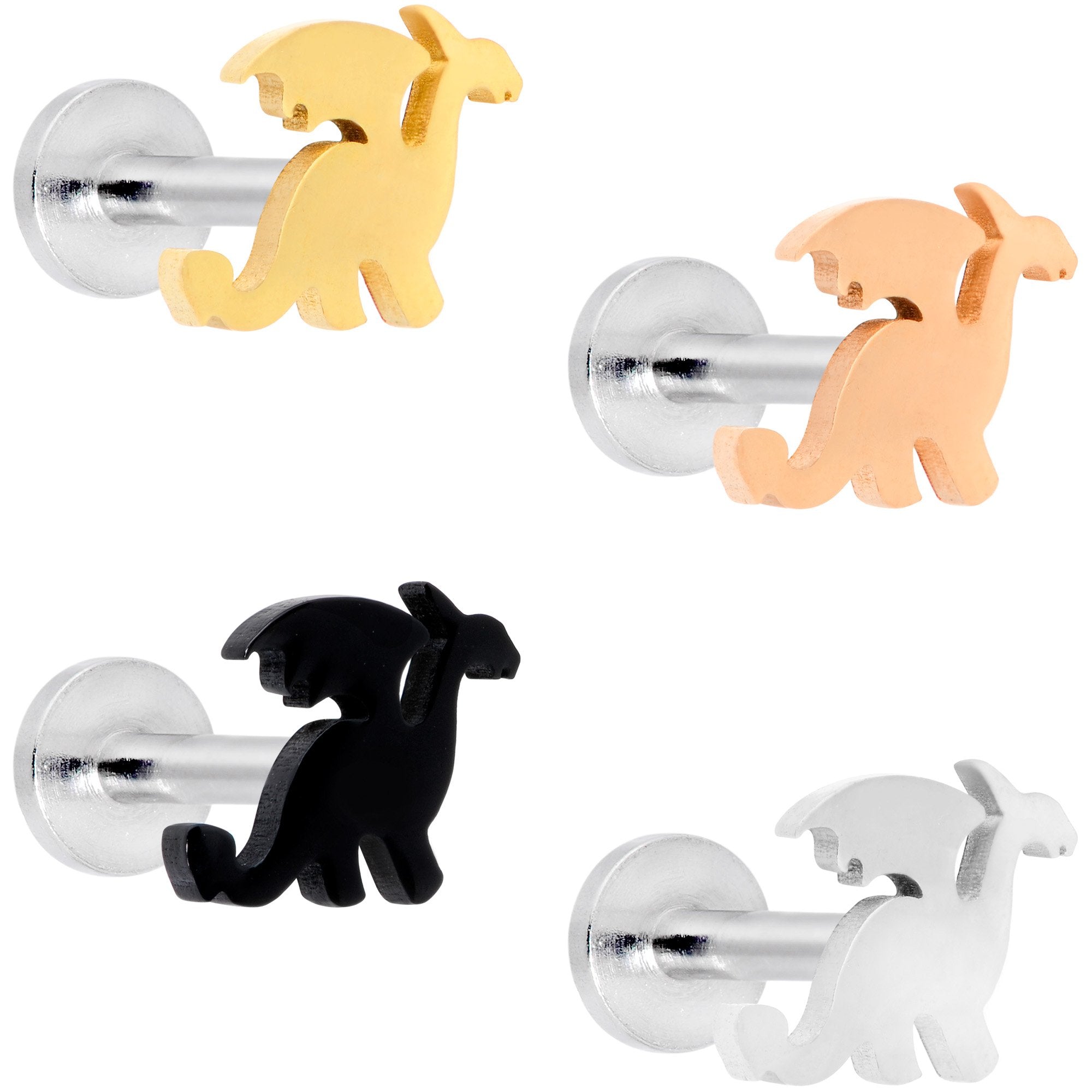 16G 5/16 Multicolor Dragon Internally Threaded Labret Set of 4