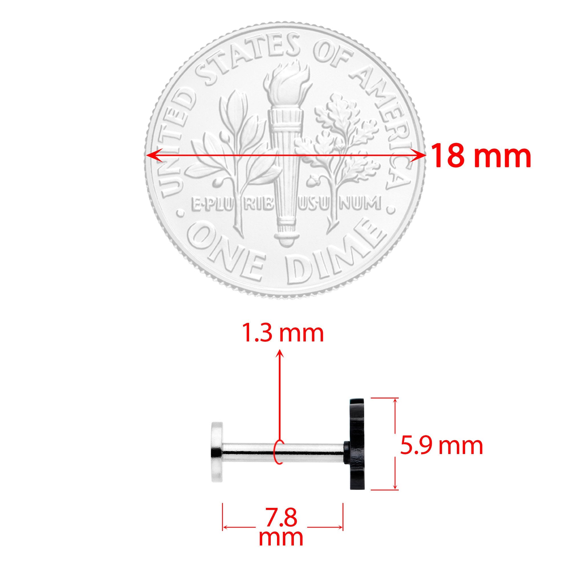 16G 5/16 Multicolor Dragon Internally Threaded Labret Set of 4