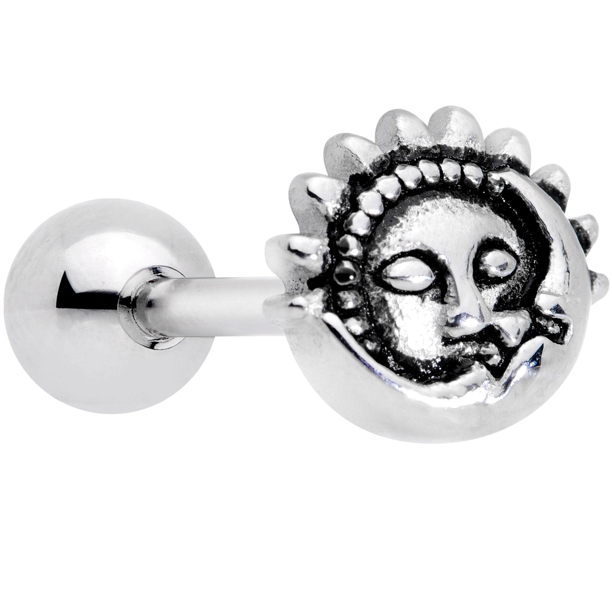 Celestial Romance Sun and Moon Barbell Tongue Ring