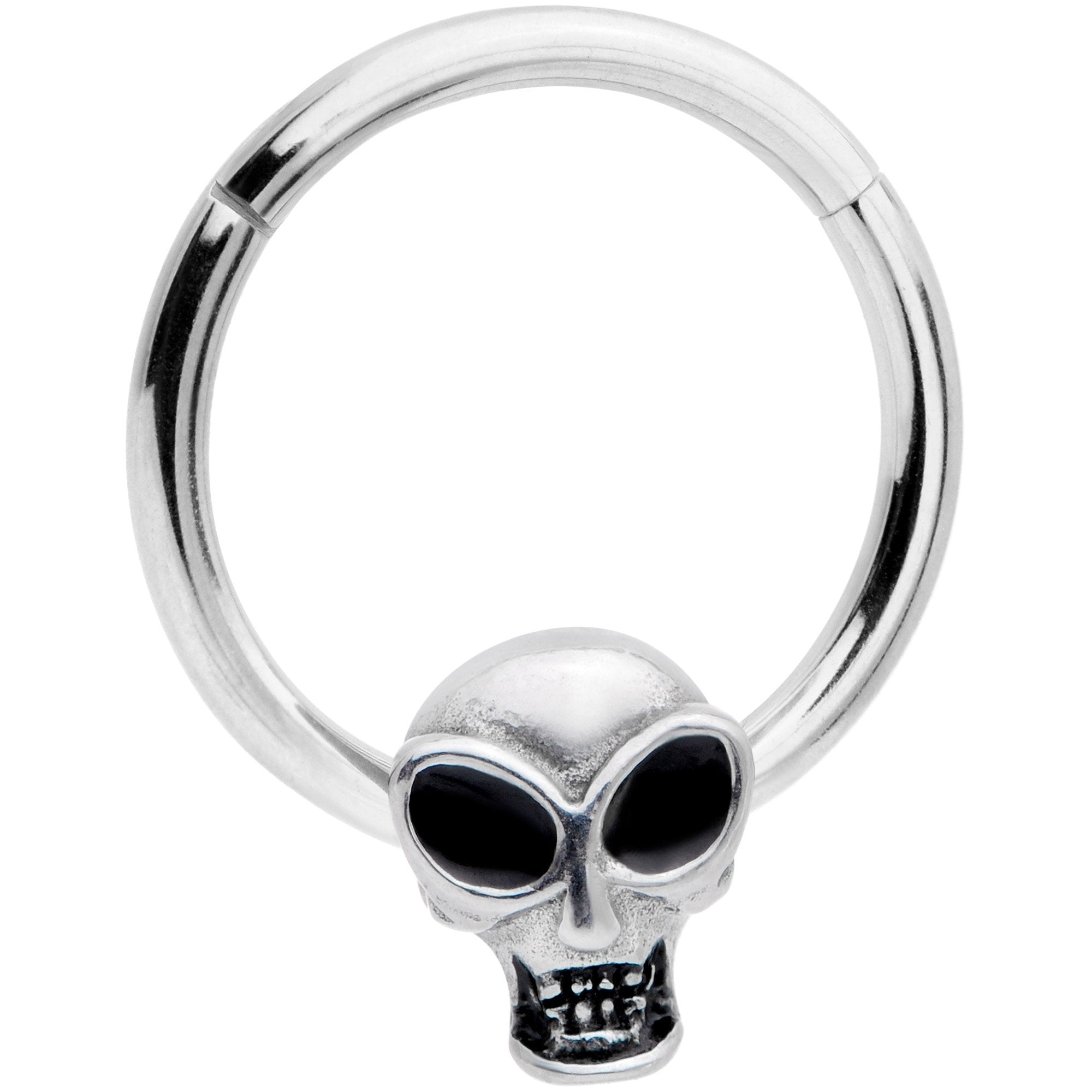 16G 3/8 Halloween Toothy Skull Hinged Segment Ring