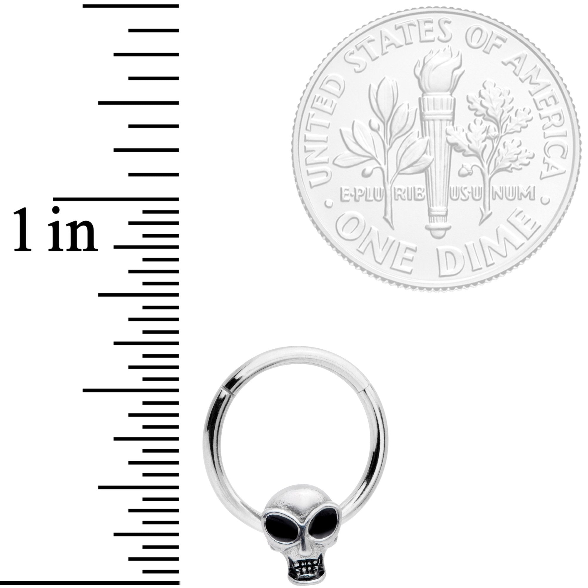 16G 3/8 Halloween Toothy Skull Hinged Segment Ring