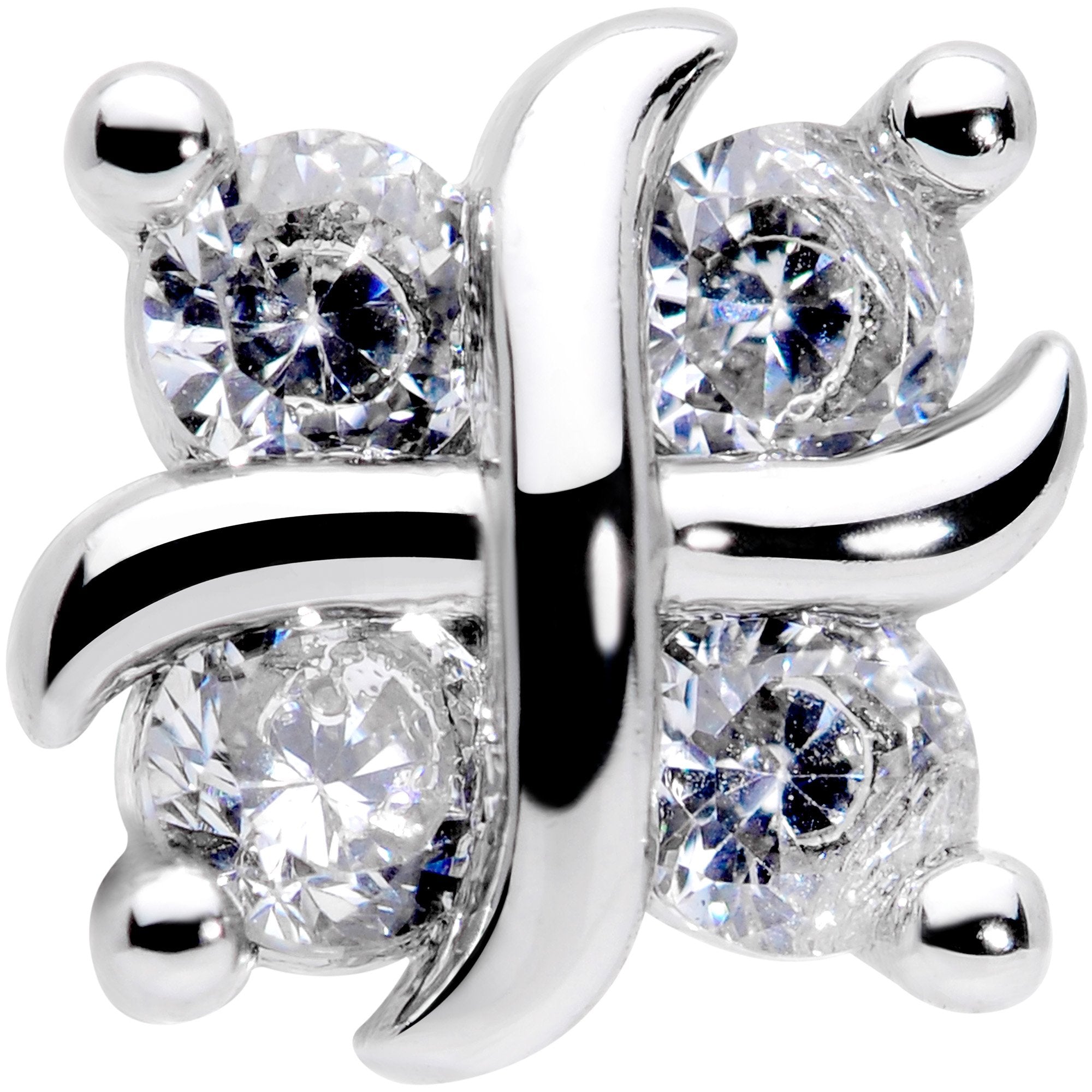 16G 5/16 Clear CZ Gem Stylized Square Labret Monroe Tragus