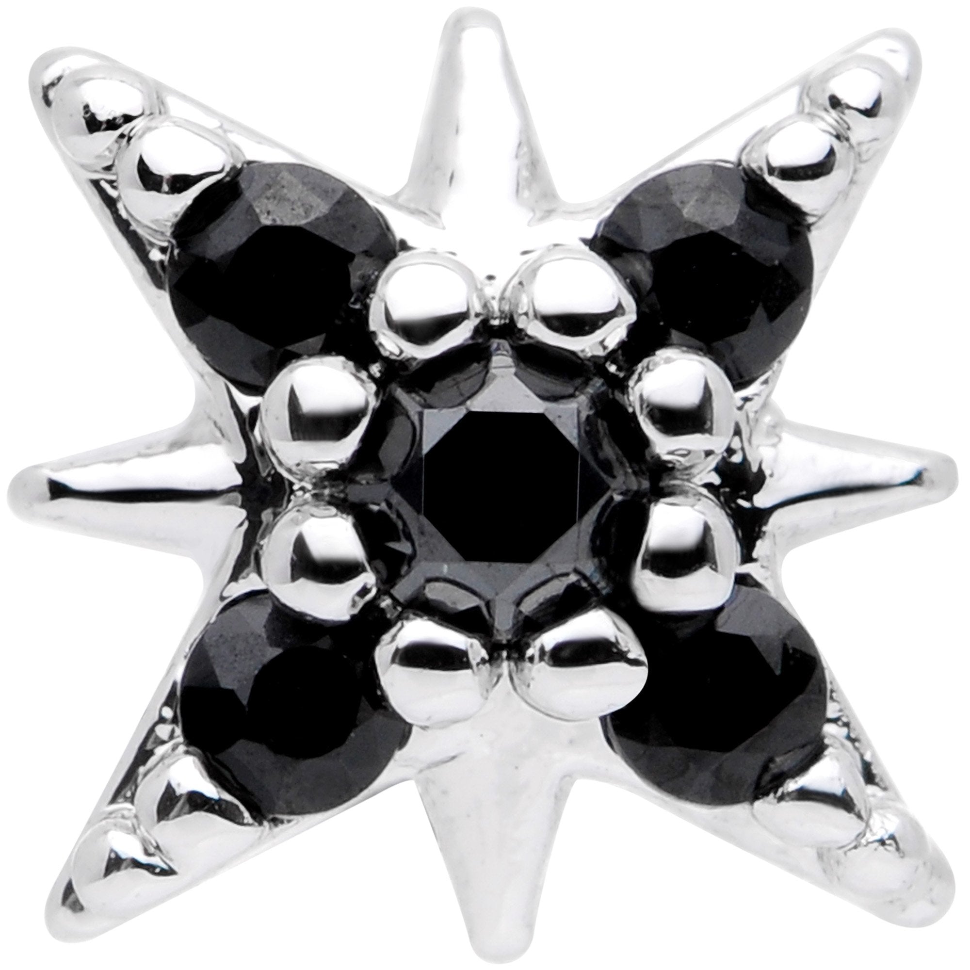 16G 5/16 Black Gem Compass Star Labret Monroe Tragus