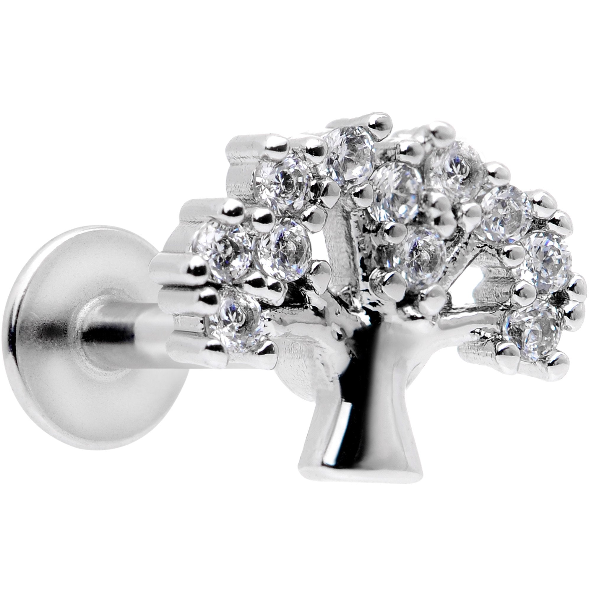 16G 5/16 Clear CZ Gem Tree of Life Labret Monroe Tragus
