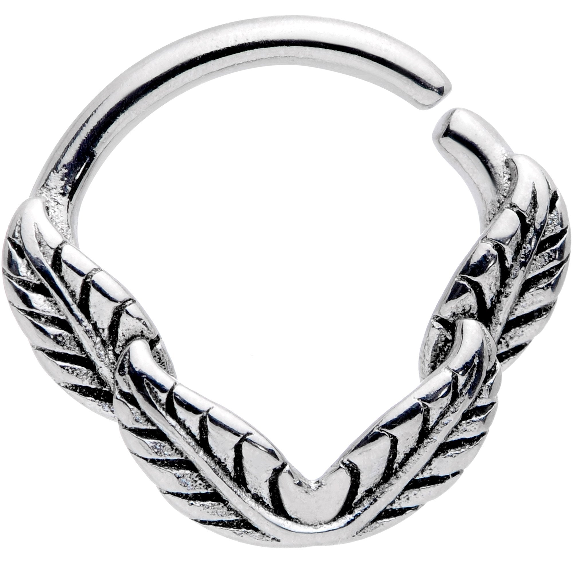 16G 3/8 Ring of Feathers Closure Ring