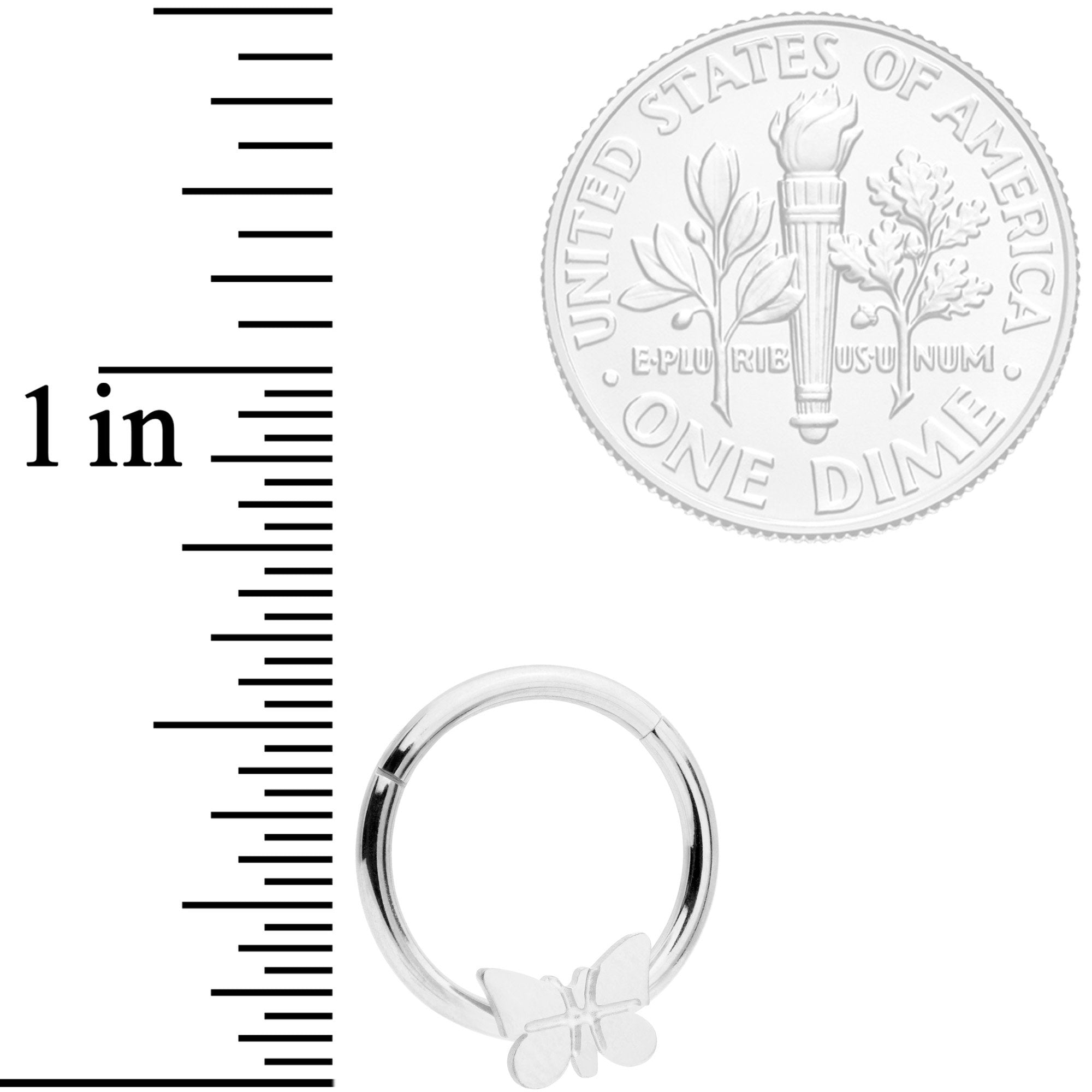 16G 3/8 Spring Butterfly Hinged Segment Ring