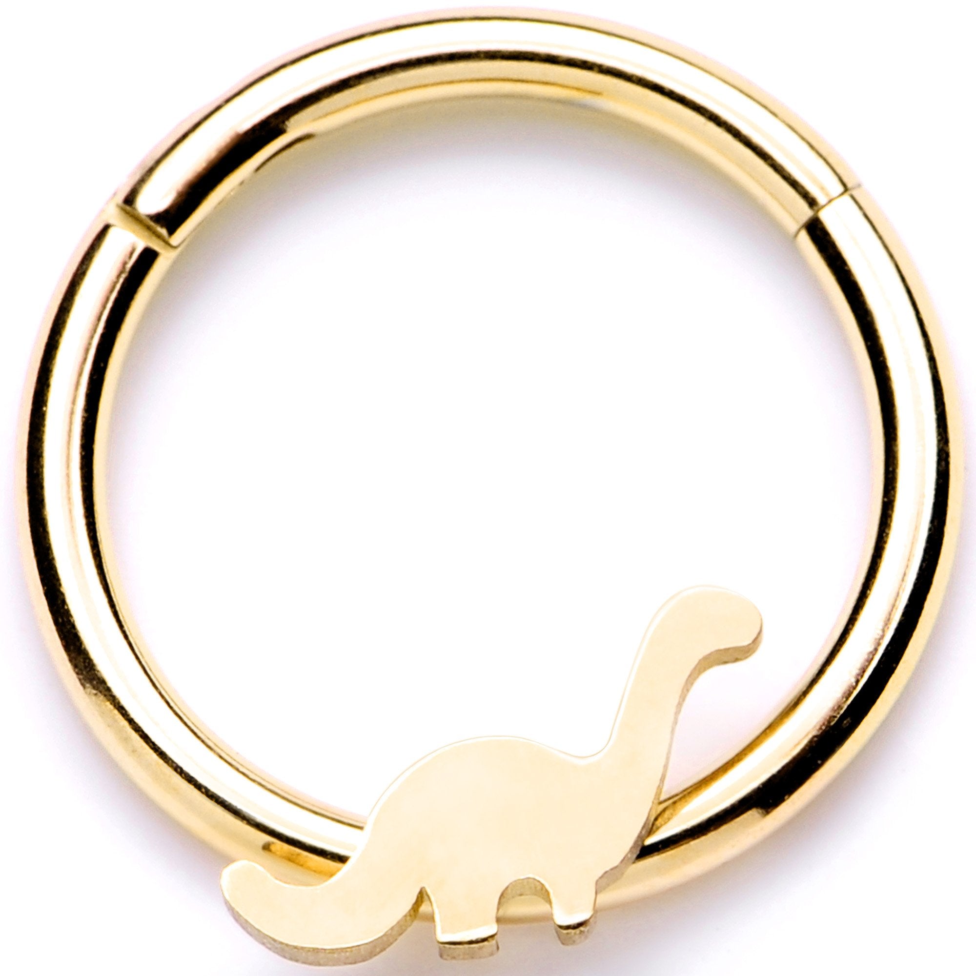 16G 3/8 Gold Tone Tiny Dinosaur Hinged Segment Ring