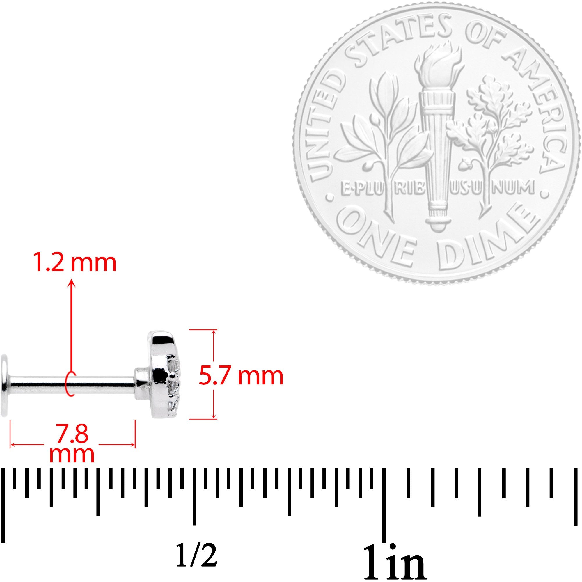 16G 5/16 Blue Clear CZ Gem Wise Owl Labret Moroe Tragus