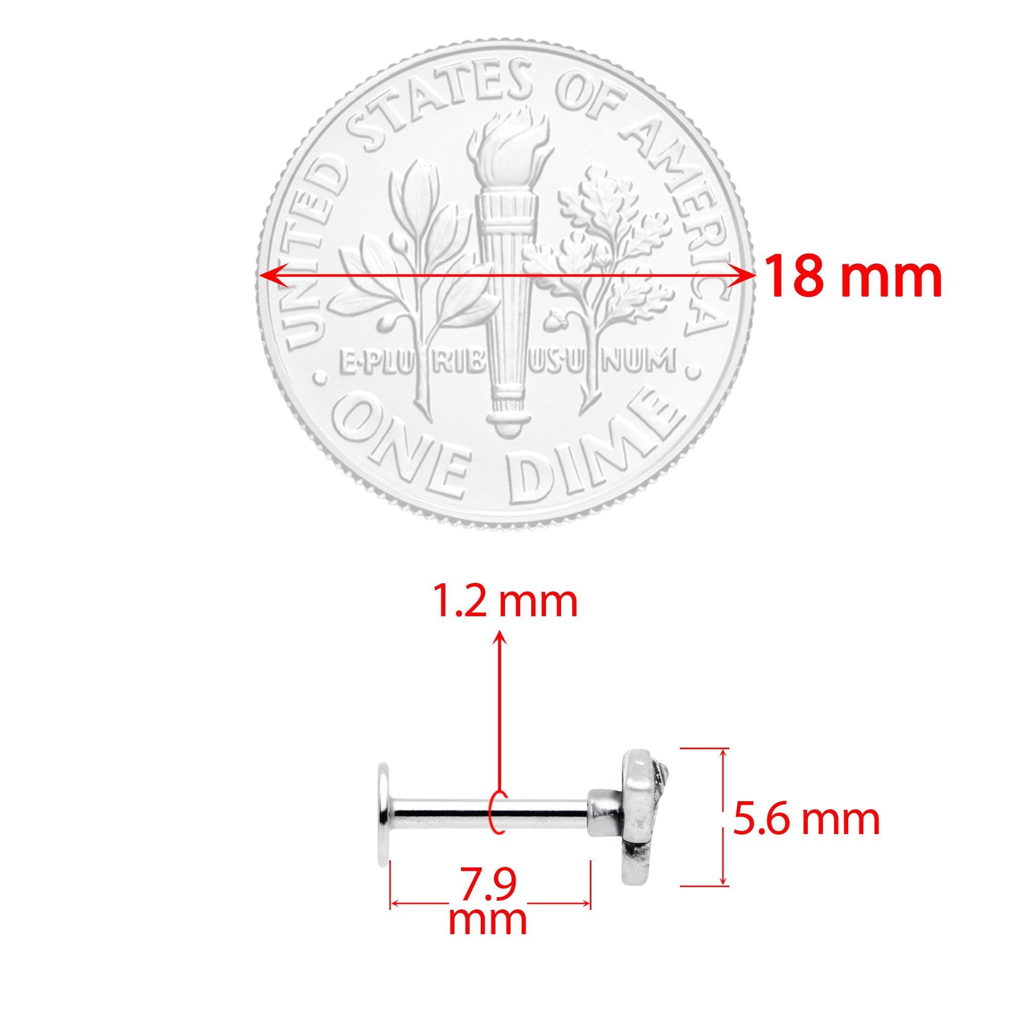 16G 5/16 Clear Gem Regal Elephant Labret Monroe Tragus