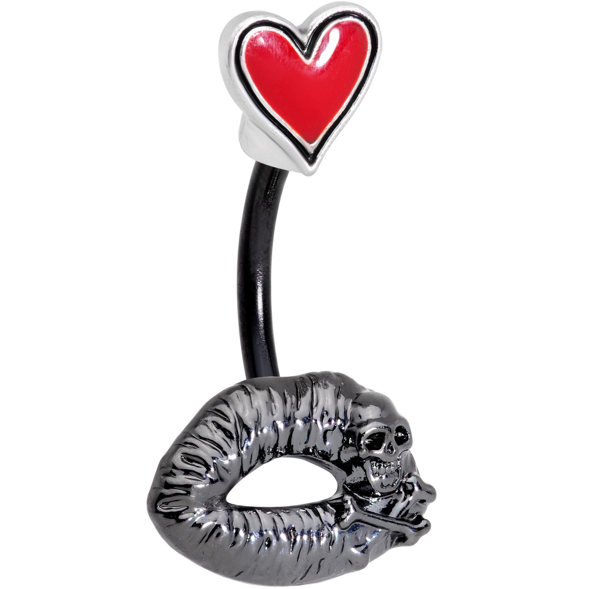 Red Heart Kiss of Death Double Mount Belly Ring