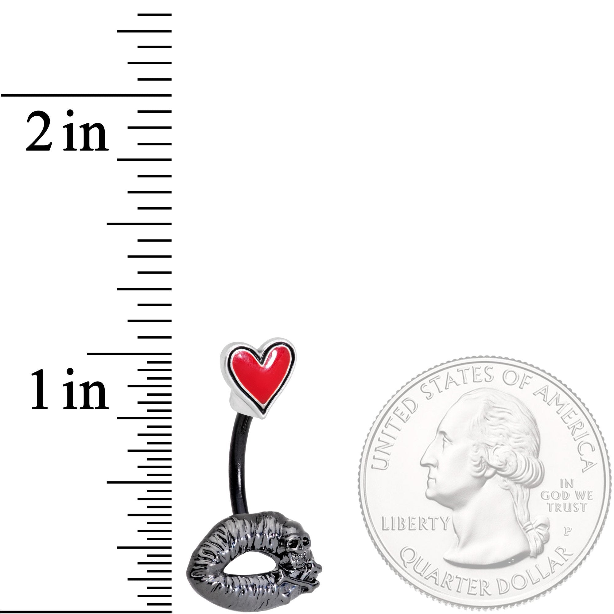 Red Heart Kiss of Death Double Mount Belly Ring