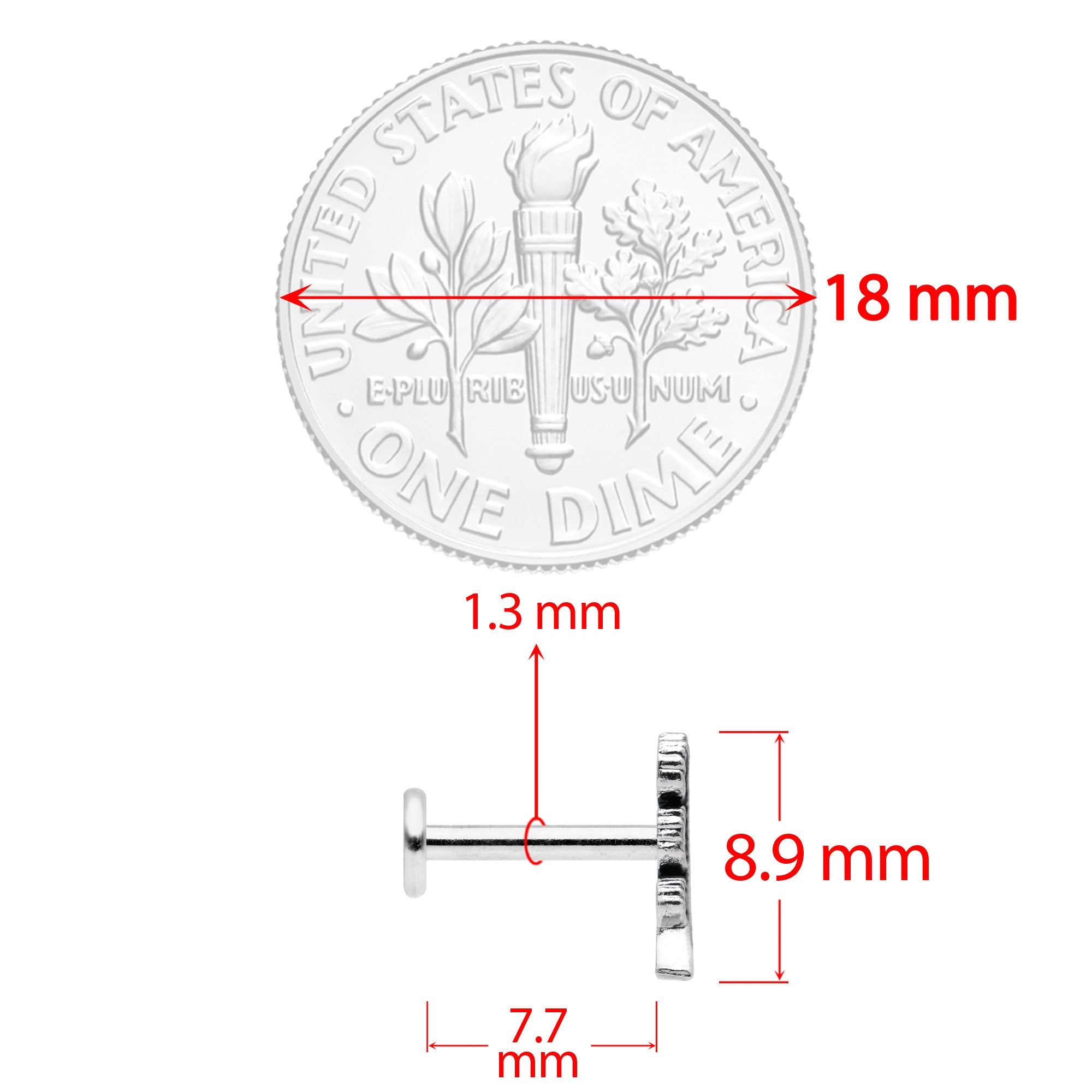 16G 5/16 Clear Gem Feather Internally Threaded Labret Set of 3
