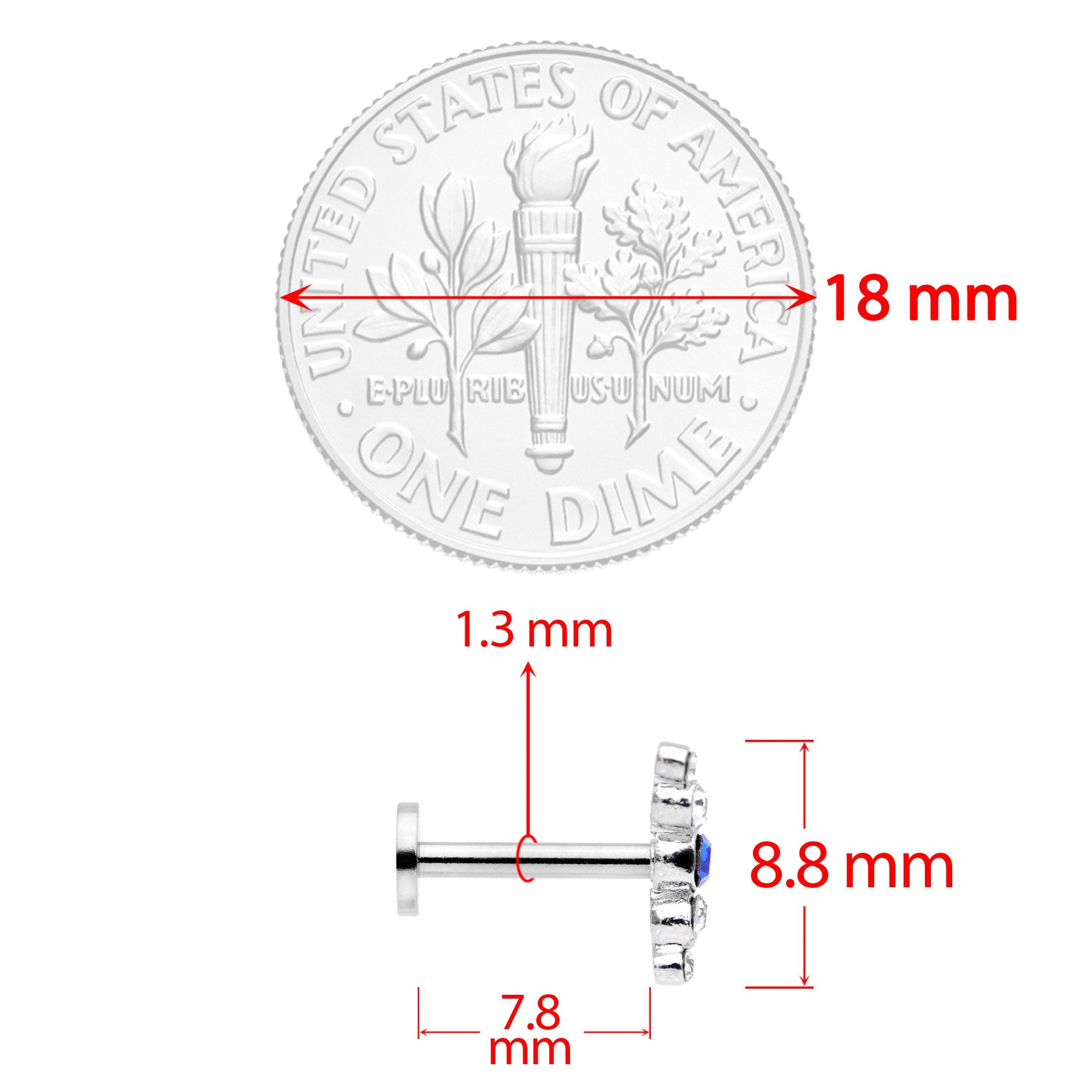 16G 5/16 Faux Turquoise Ball Internally Threaded Labret Set of 3