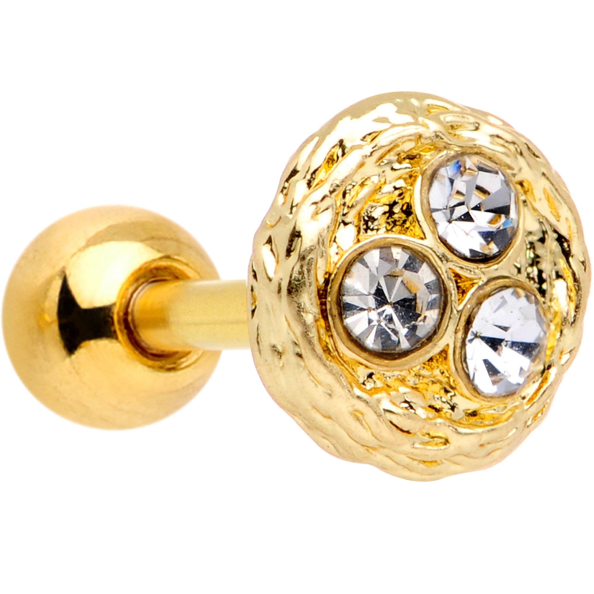 16G 1/4 Clear Gem Gold Tone Birds Nest Cartilage Tragus Earring