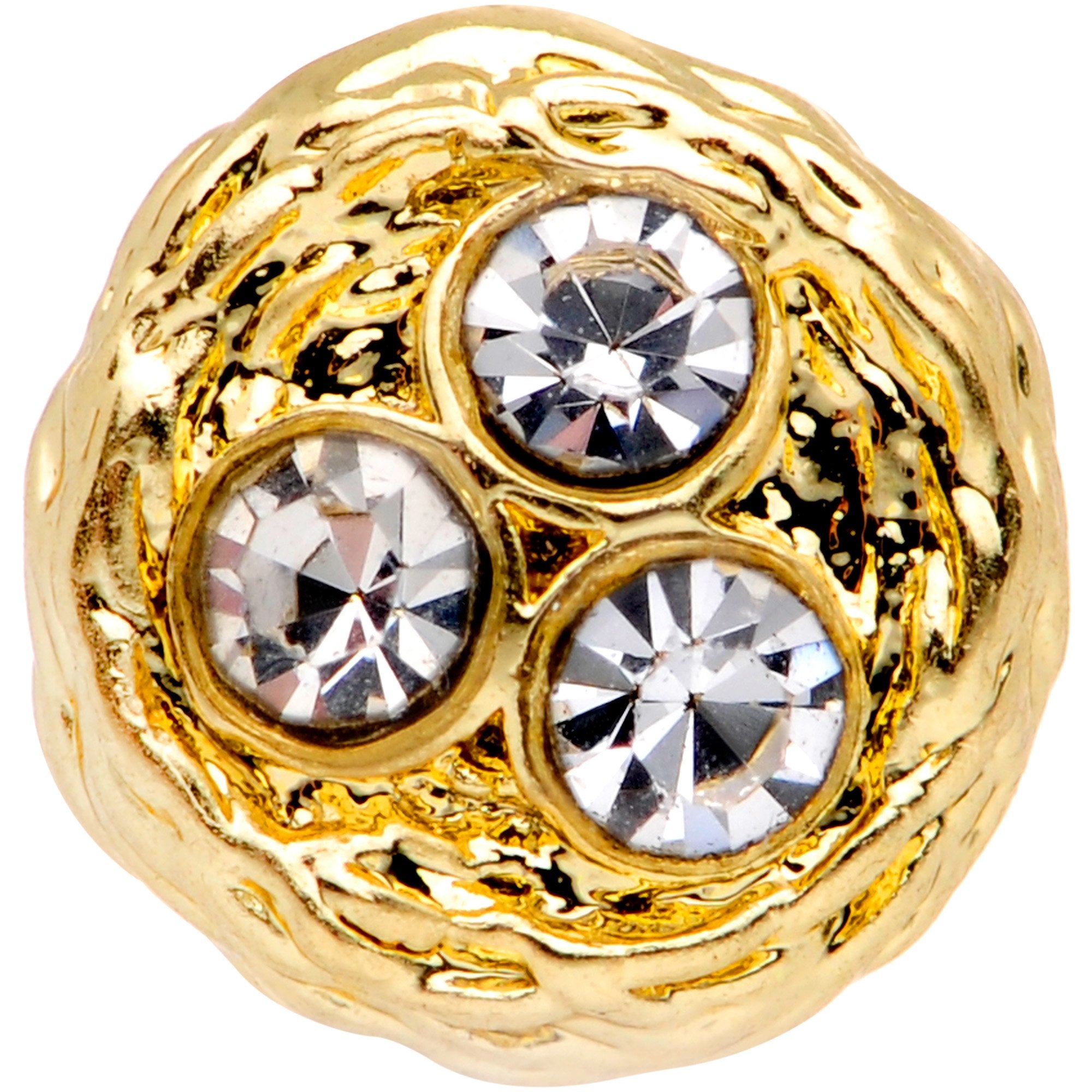 16G 1/4 Clear Gem Gold Tone Birds Nest Cartilage Tragus Earring