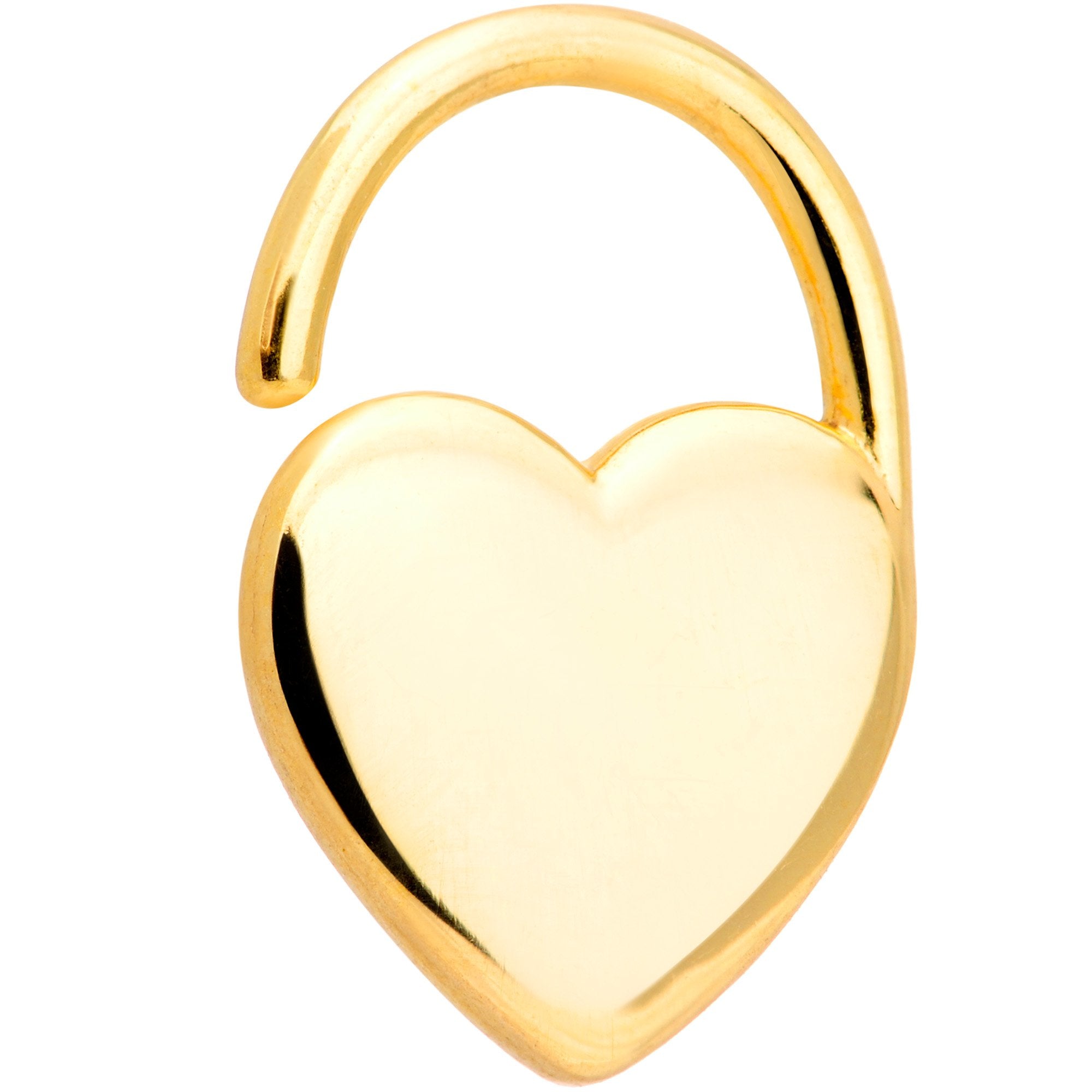 16G 5/16 Gold Tone Padlock Heart Closure Ring