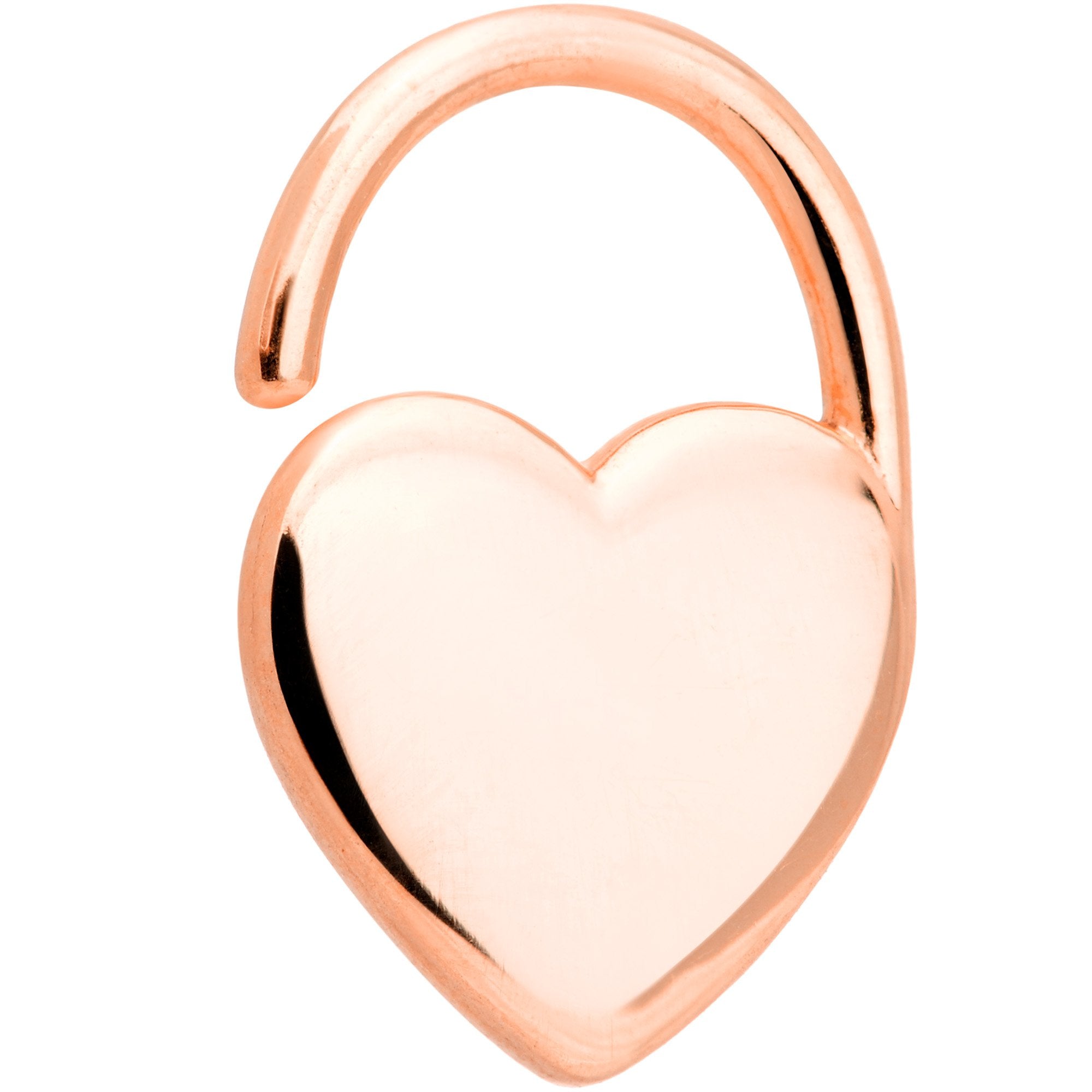 16G 5/16 Rose Gold Tone Padlock Heart Closure Ring