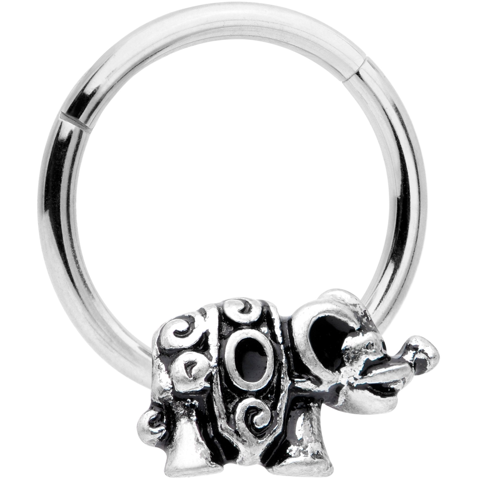 16G 3/8 Festive Elephant Hinged Segment Ring