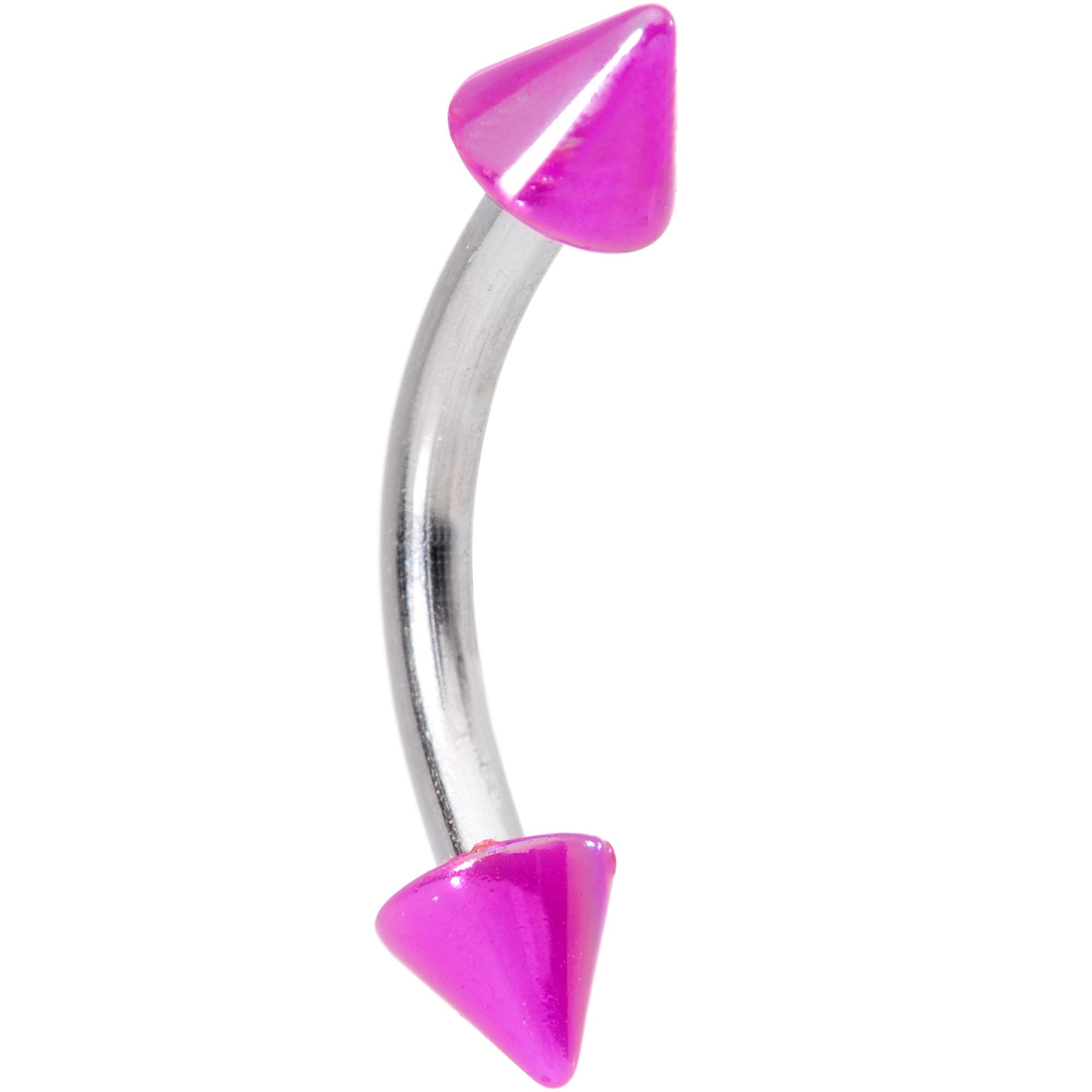 16 Gauge 5/16 Pearlescent Purple Cone Ends Curved Eyebrow Ring