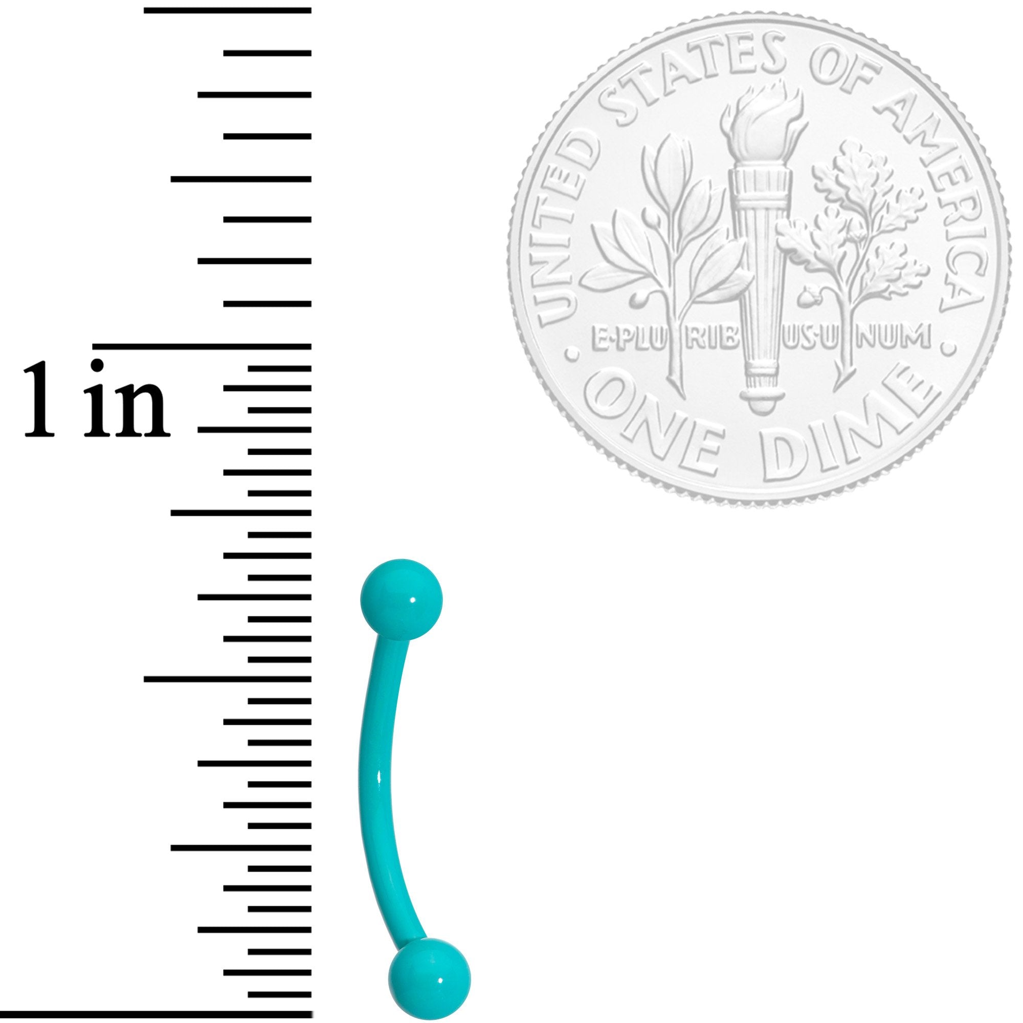 16G 3/8 Teal Acrylic Curved Eyebrow Ring