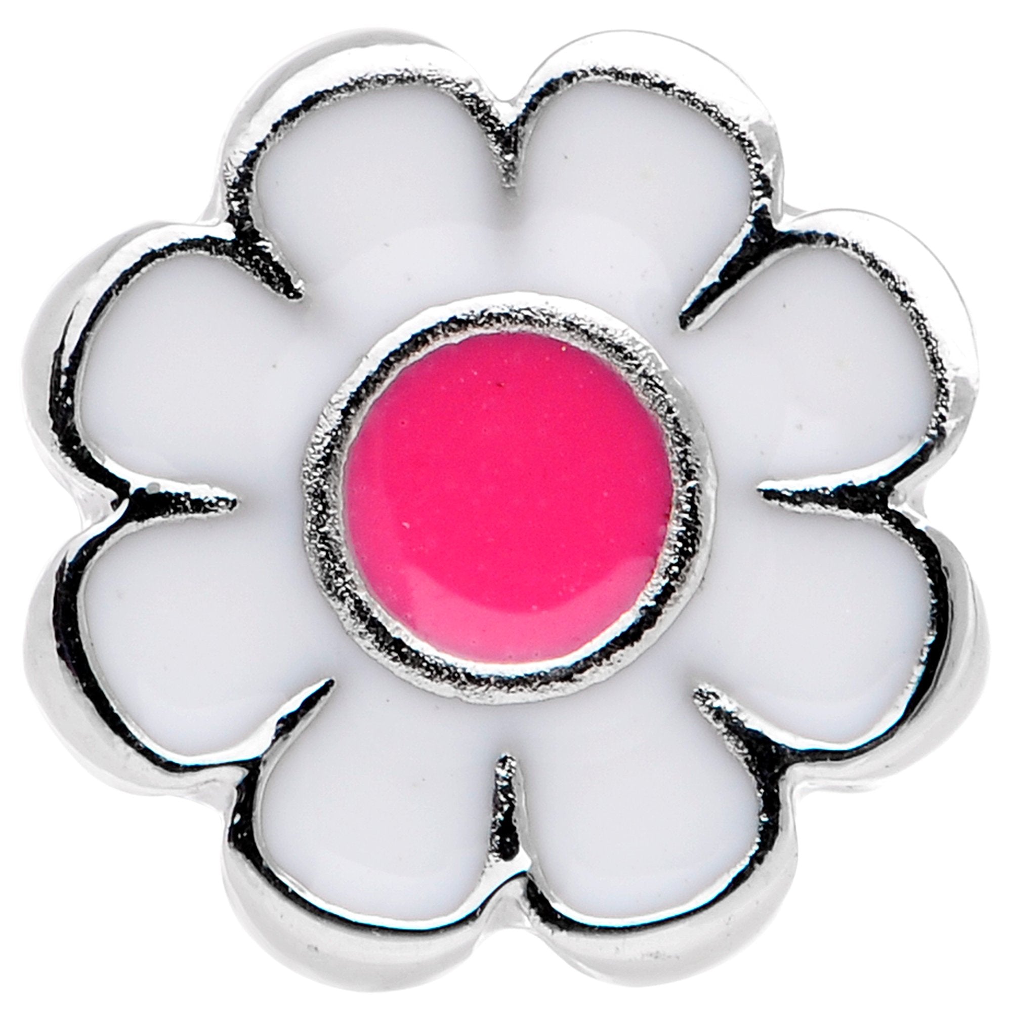 White Pink Sweet Springtime Easter Flower Barbell Tongue Ring