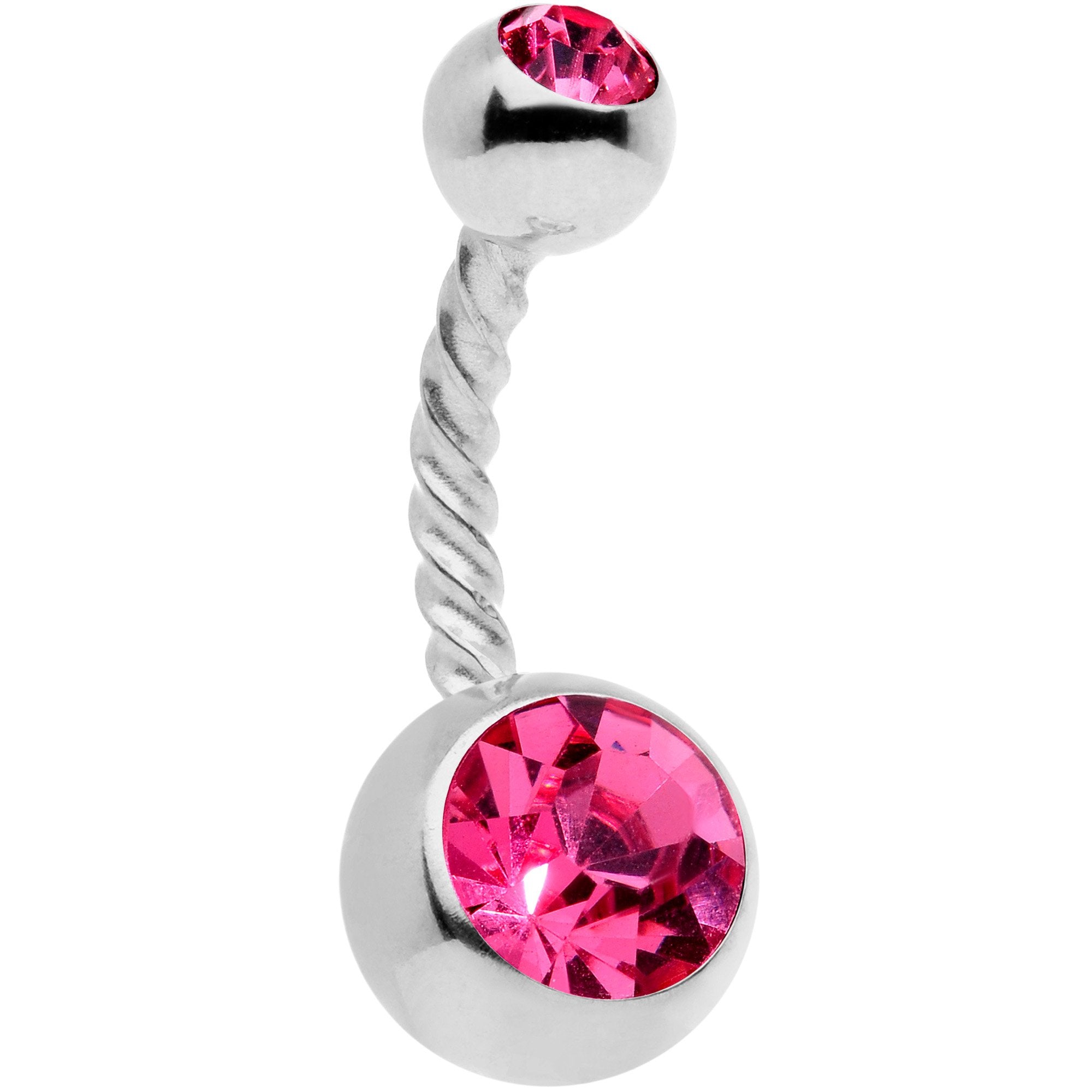 Pink Aurora Gem Twisted Disco Ball Belly Ring Set of 3