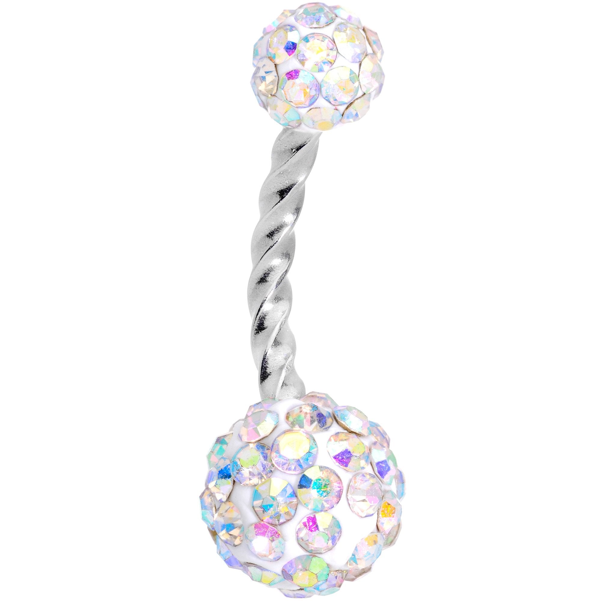 Aurora Gem Disco Ball Twisted Belly Ring Set of 3