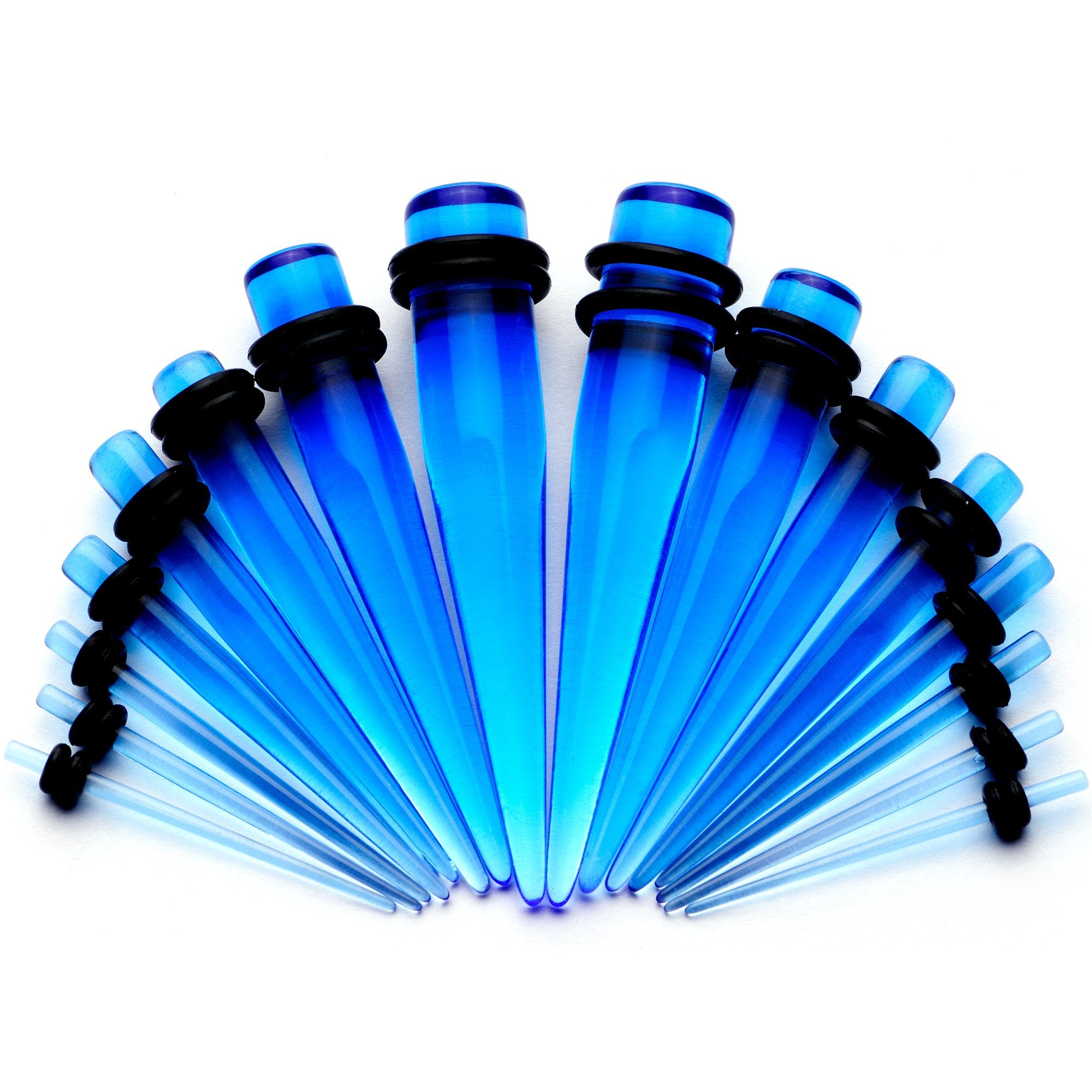 Blue Acrylic Straight Taper Set Available in Sizes  14G to 00G