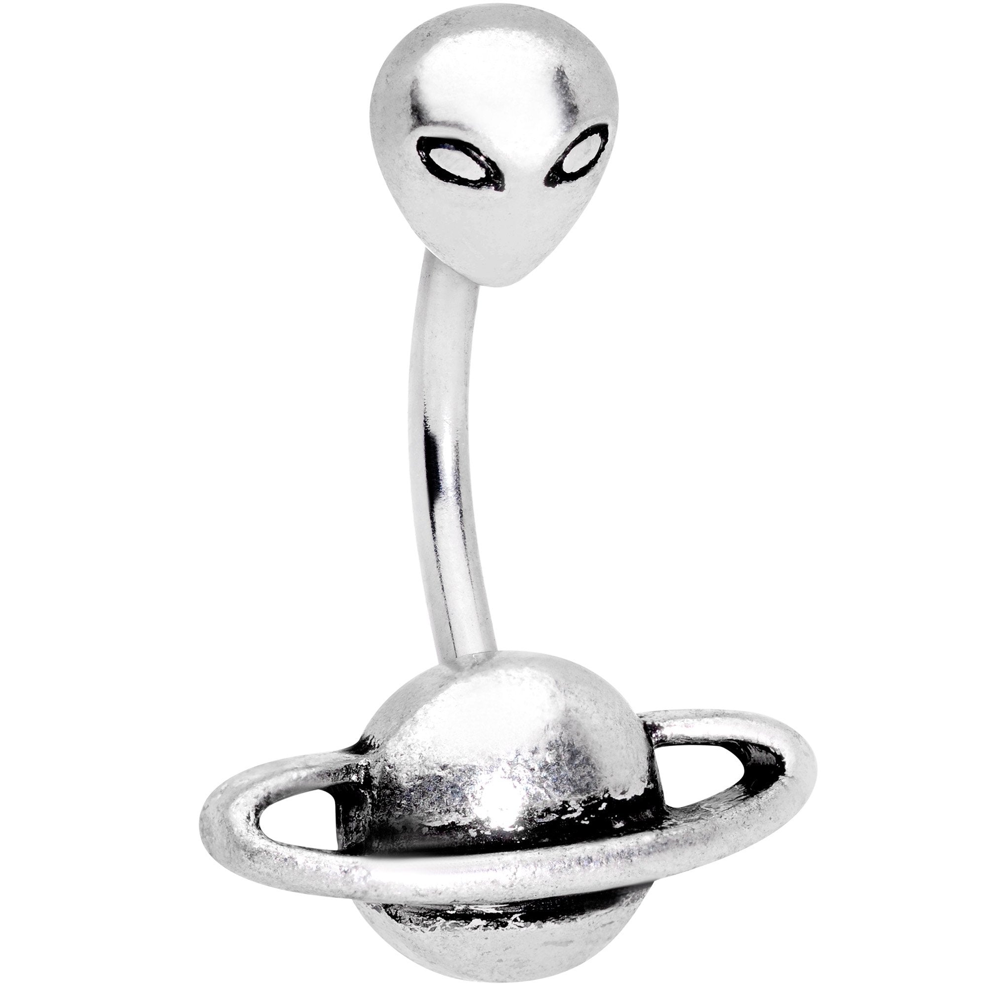 Alien Face Planet Saturn Double Mount Belly Ring