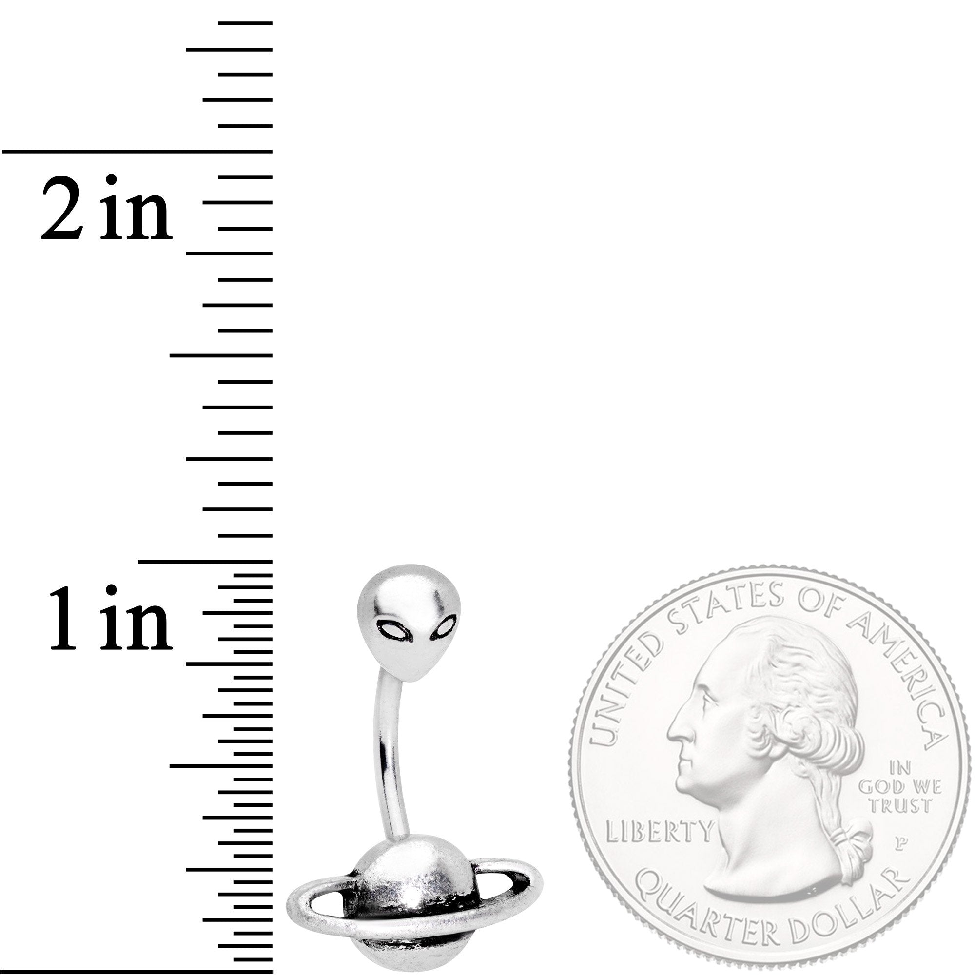 Alien Face Planet Saturn Double Mount Belly Ring