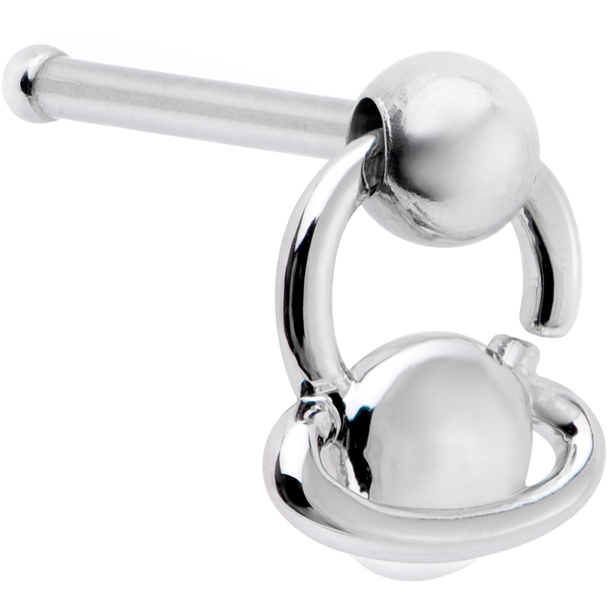 20G 1/4 Ring of Saturn Dangle Nose Bone