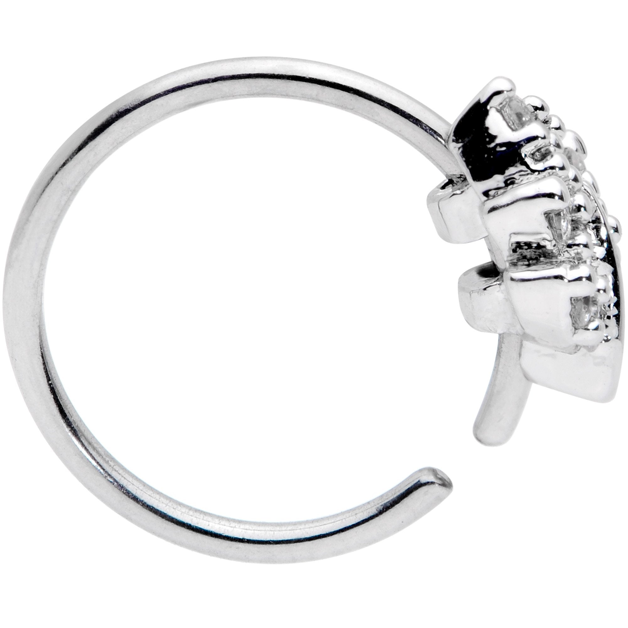 20G 5/16 Clear CZ Gem Maple Leaf Nose Hoop