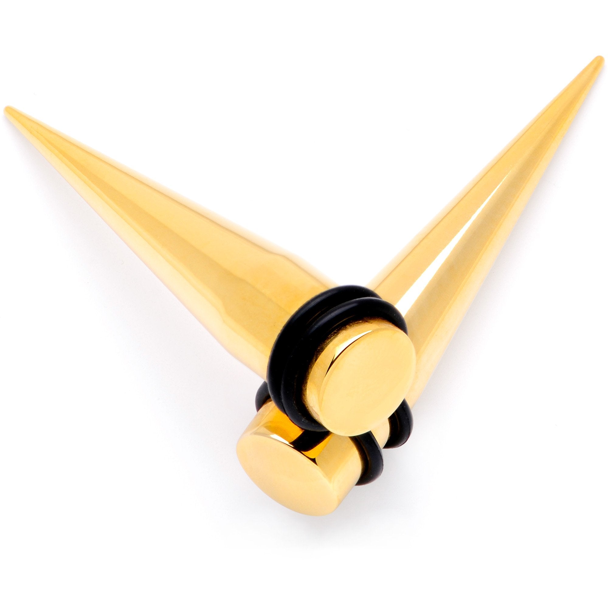 Gold Tone Anodized Straight Taper Set Available in Sizes  12G to 00G