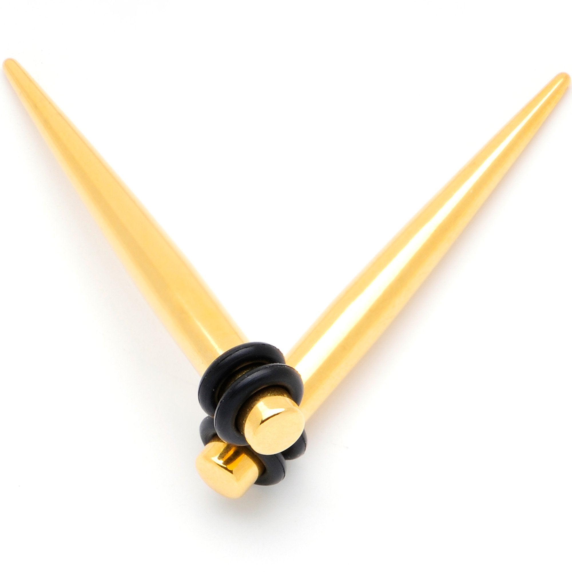 Gold Tone Anodized Straight Taper Set Available in Sizes  12G to 00G