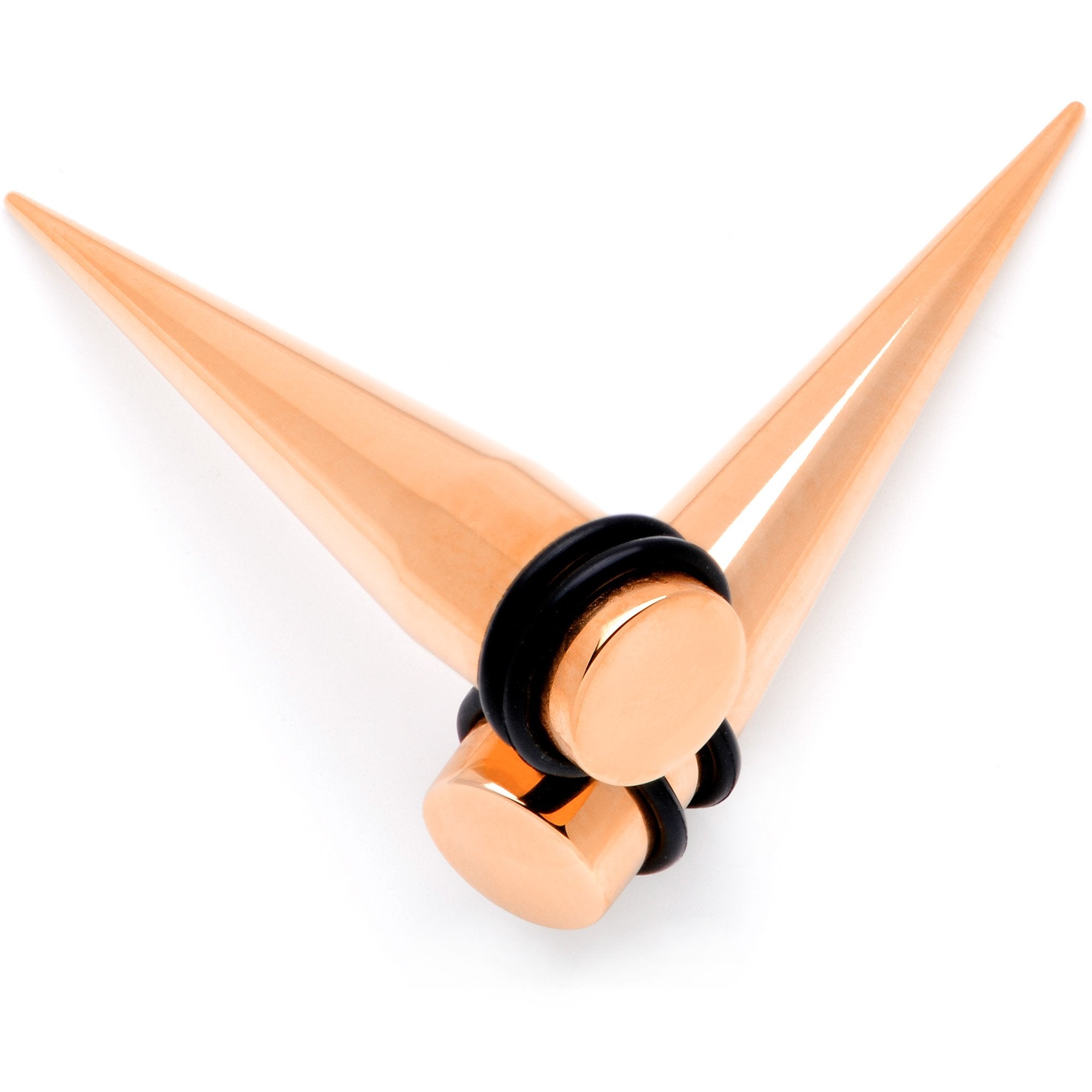 Rose Gold Tone Anodized Straight Taper Set Available in Sizes  14 Gauge to 00 Gauge