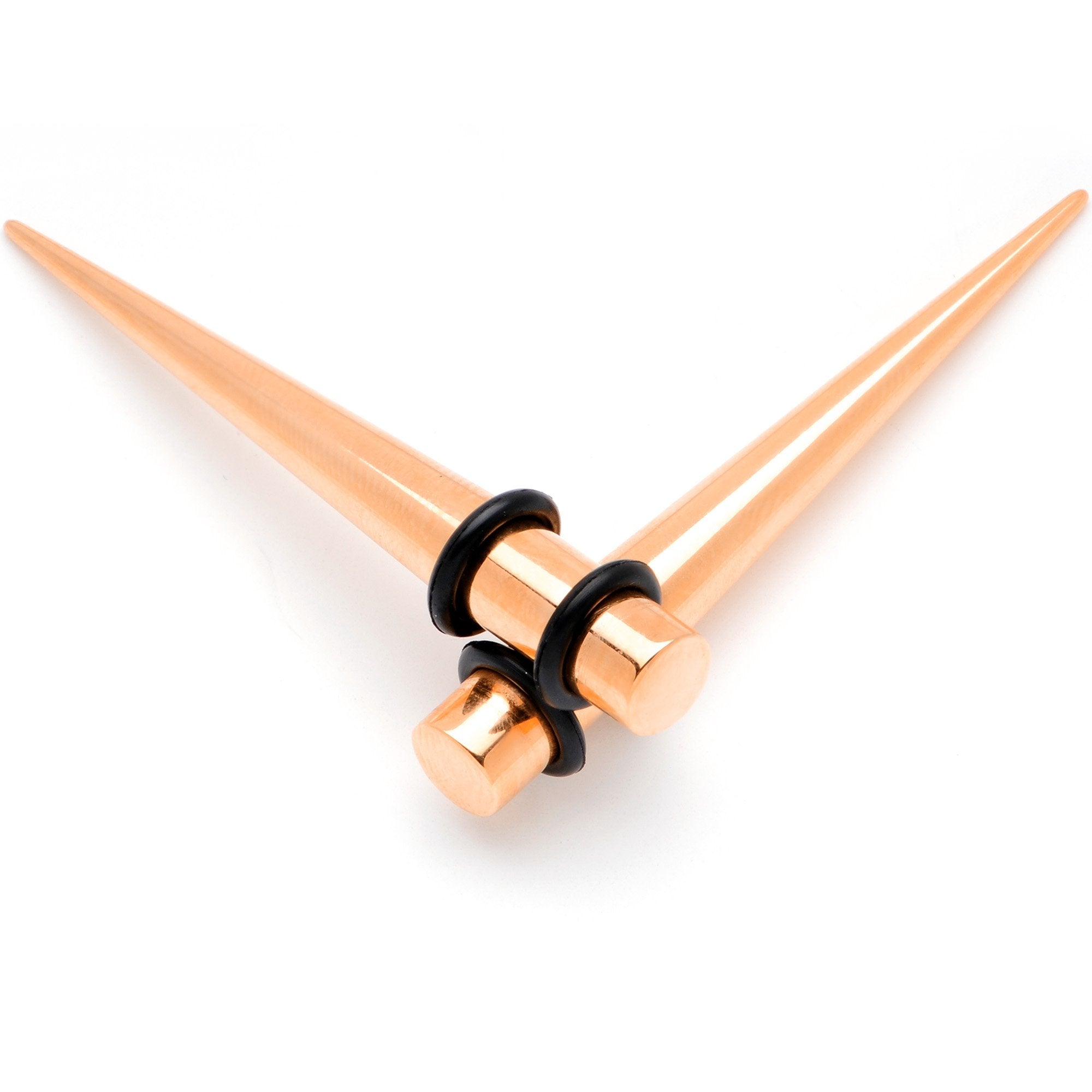 Rose Gold Tone Anodized Straight Taper Set Available in Sizes  14 Gauge to 00 Gauge