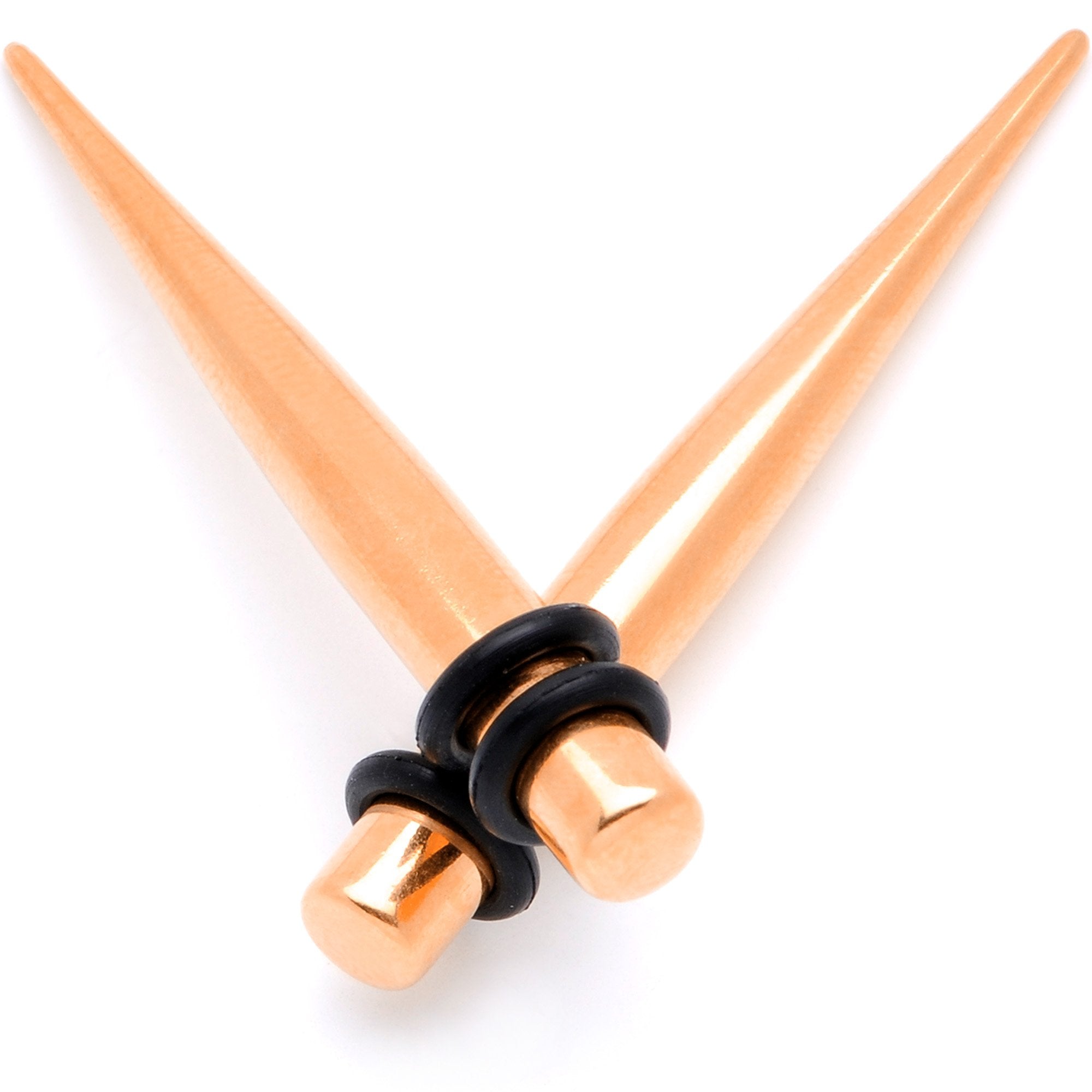 Rose Gold Tone Anodized Straight Taper Set Available in Sizes  14G to 00G