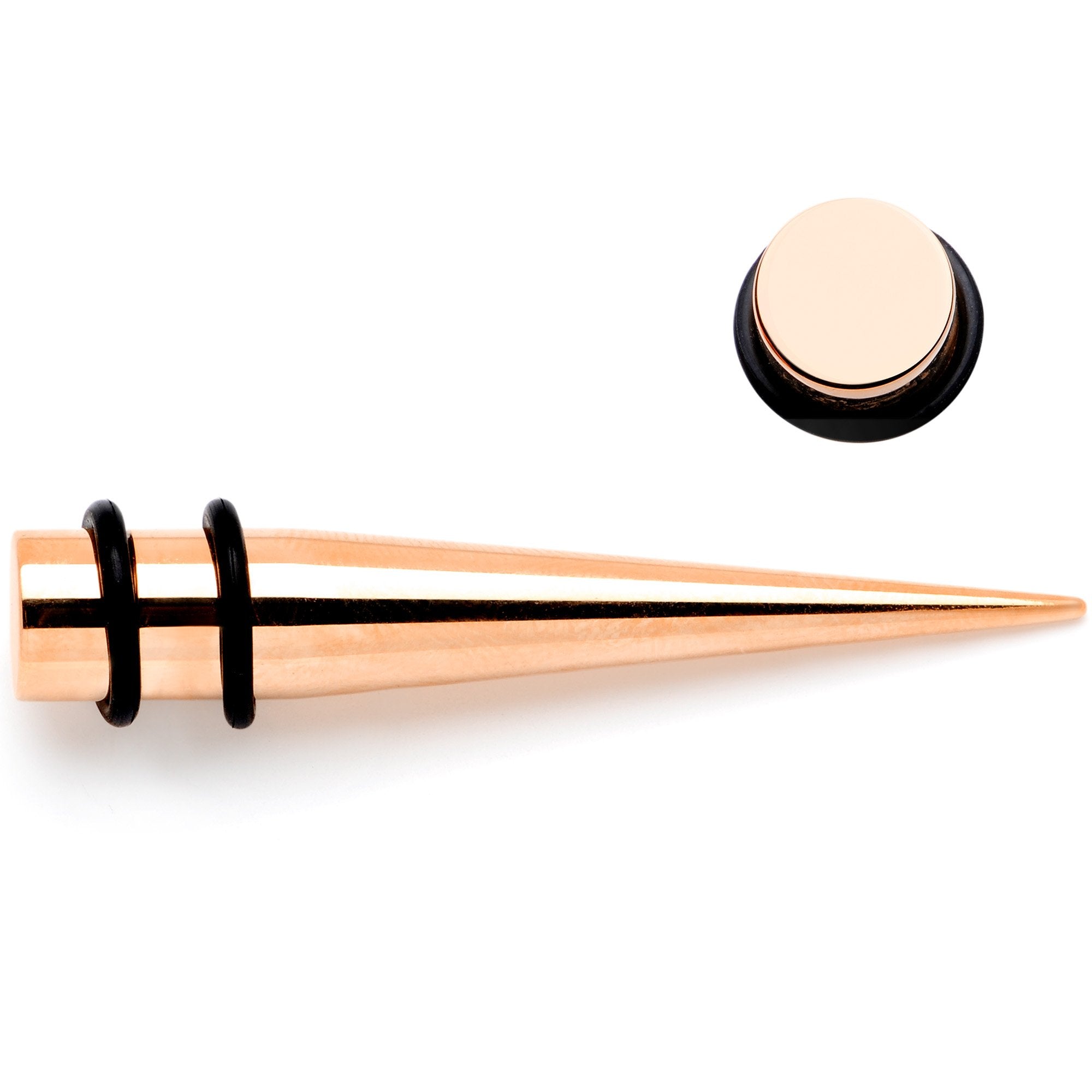 Rose Gold Tone Anodized Straight Taper Set Available in Sizes  14G to 00G