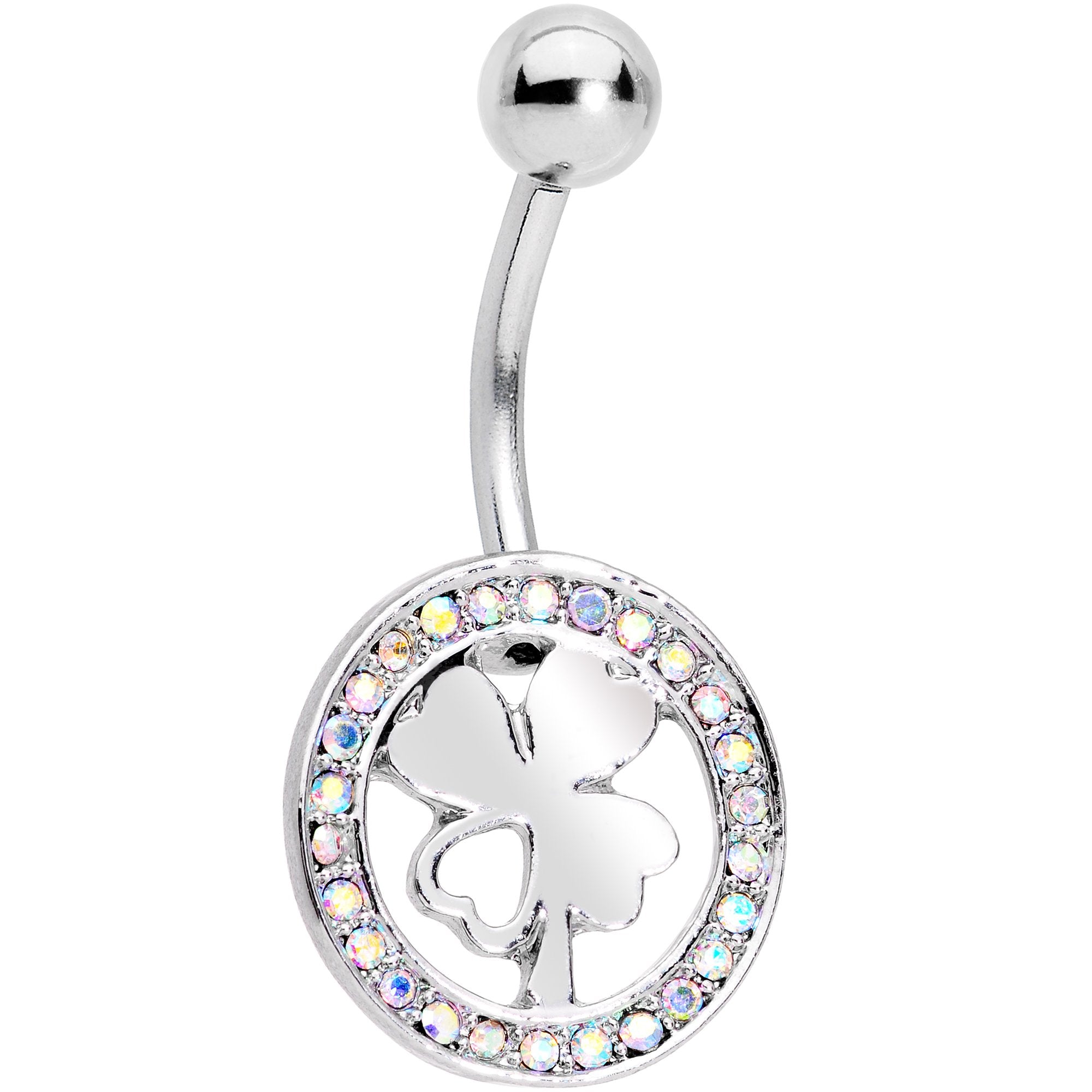 Aurora Gem Variety St Patricks Day Shamrock Belly Ring Set of 4