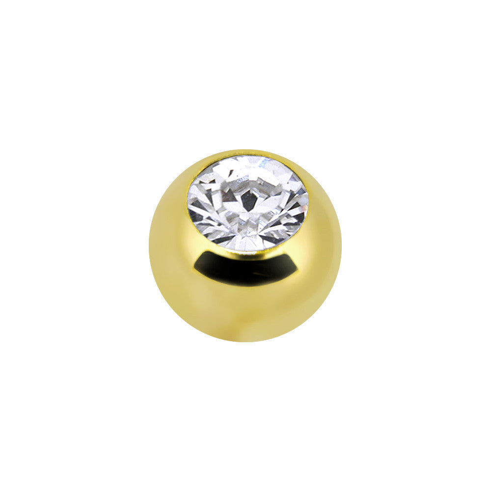 Solid 14KT Yellow Gold Cubic Zirconia Replacement Ball 4.5mm - 14 Gauge