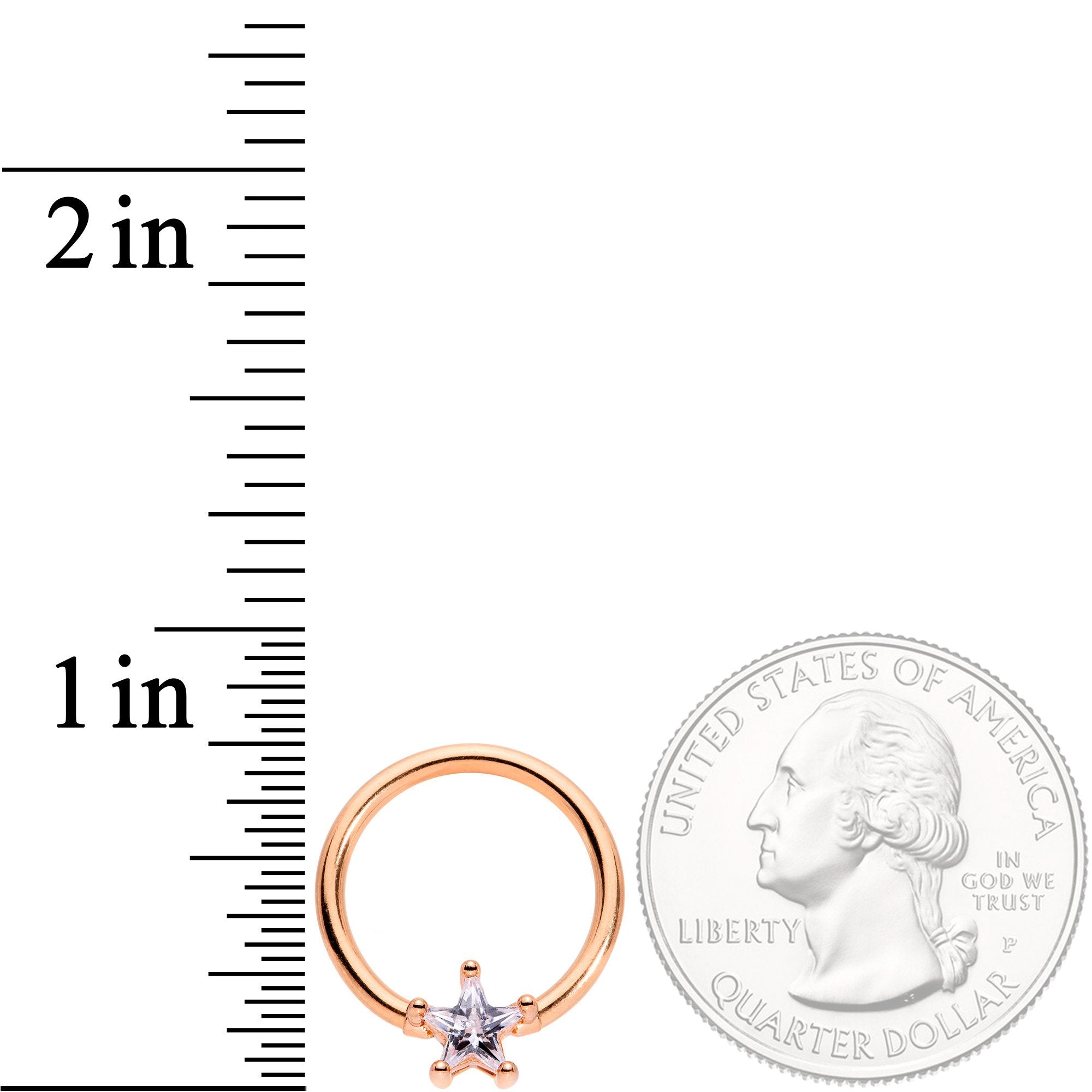 14 Gauge Clear Star CZ Gem Rose Gold Tone Captive Nipple Ring Set of 4