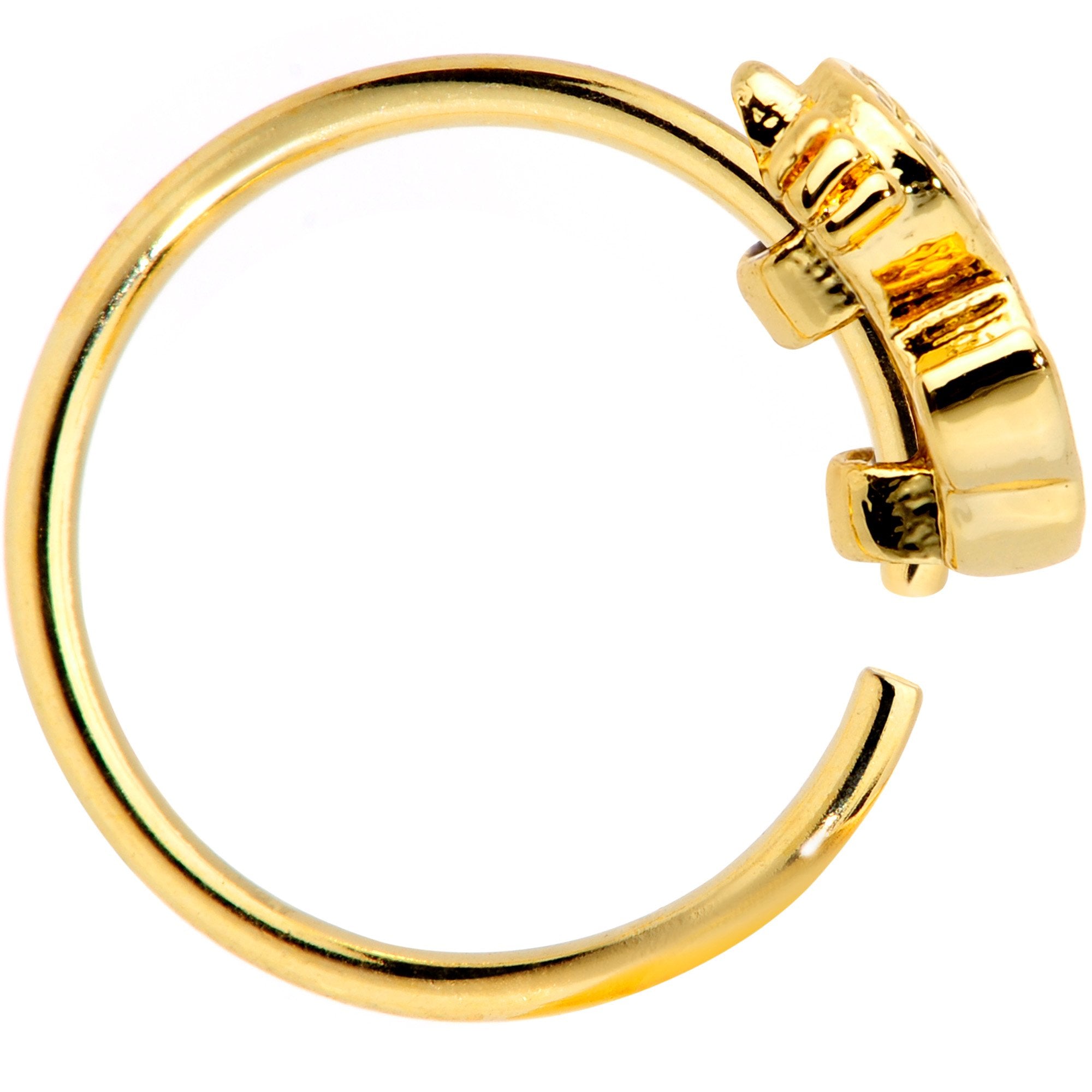 20G 5/16 Clear Black Gem Gold Tone Glamour Cat Nose Hoop