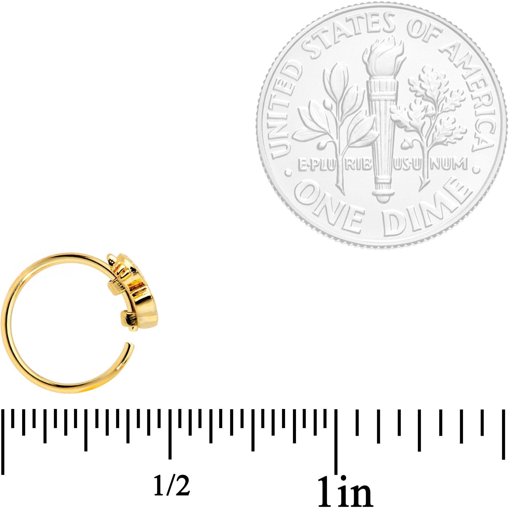 20G 5/16 Clear Black Gem Gold Tone Glamour Cat Nose Hoop