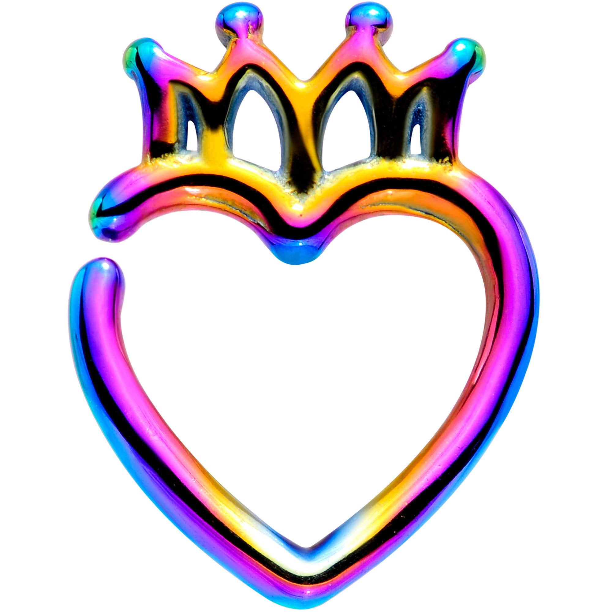 16G 5/16 Rainbow Royal Crown Heart Left Ear Closure Ring